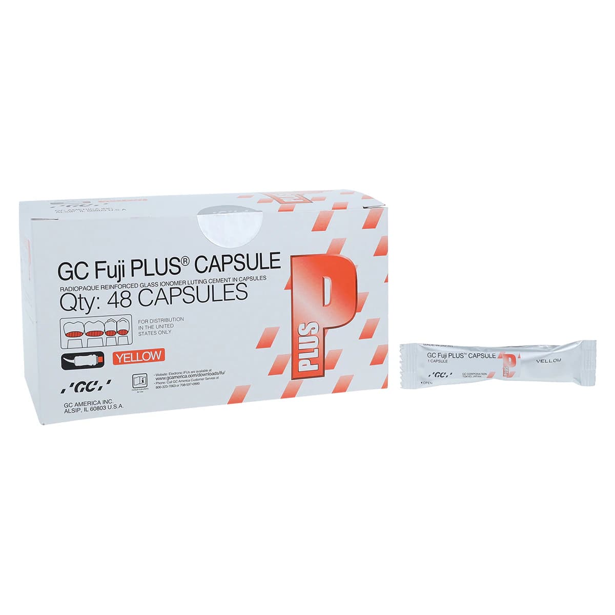 GC Fuji PLUS Resin-Reinforced Glass Ionomer Luting Cement Capsules, Yellow, 48/Box, 425030 thumbnail 2
