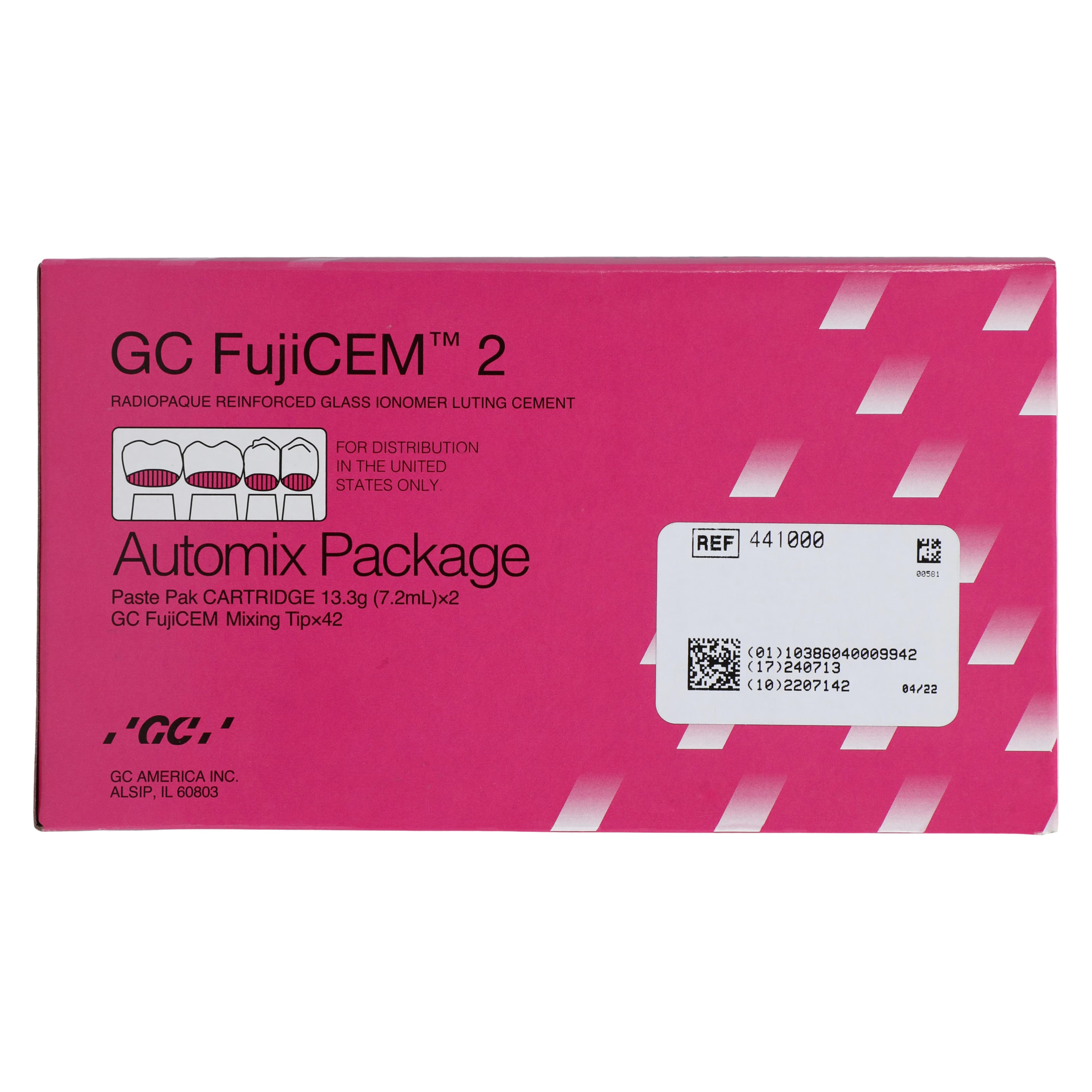 GC FujiCEM 2 Automix Package, Resin-Modified Glass Ionomer Luting Cement, 2 x 7.2 mL (13.3 g) Cartridges with 42-44 Mixing Tips, #441000 thumbnail 6