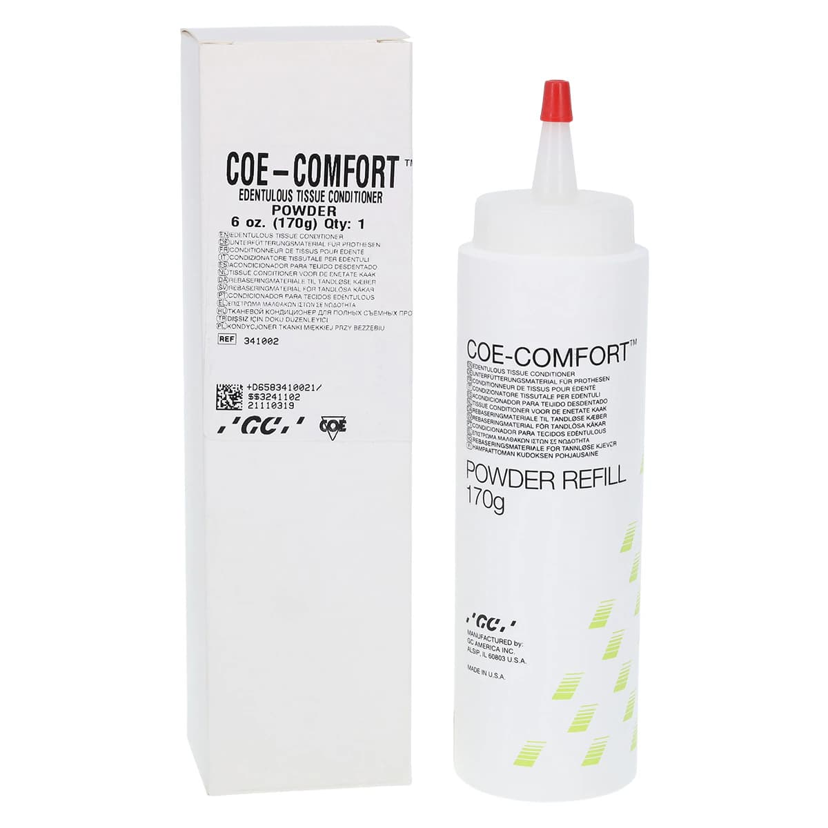 GC America Coe-Comfort Self-Curing Edentulous Tissue Conditioner Powder Refill, 6 oz, 341002 - COE-COMFORT Powder 6oz - Image 1
