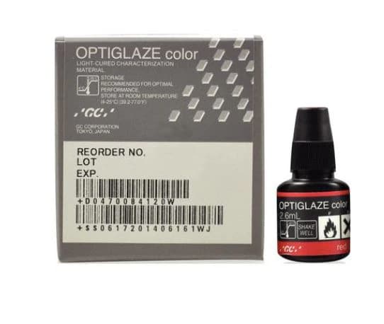 GC America OptiGlaze Color Red, Light-Cured Nano-Filled Characterization Coating, 2.6 mL Bottle, #008423 thumbnail 2