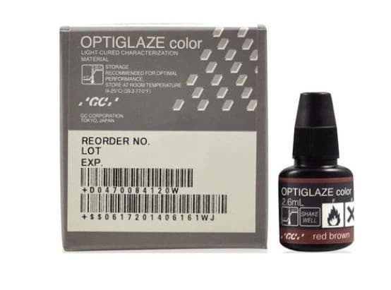 GC America OptiGlaze Color, Red Brown, 2.6 mL Bottle, #008417 - GC America - OPTIGLAZE Color (2.6 mL) - Red Brown - Image 1