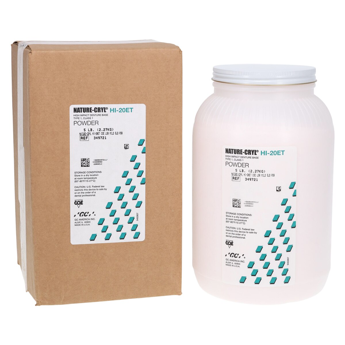 Nature-Cryl HI-20ET Ultra High Impact Heat Cured Denture Resin Powder, COE-LOR Mild, 5 lb - Nature-Cryl Hi-20ET Ultra High Impact Heat Cured Denture Resin Powder, COE-LOR - Image 1