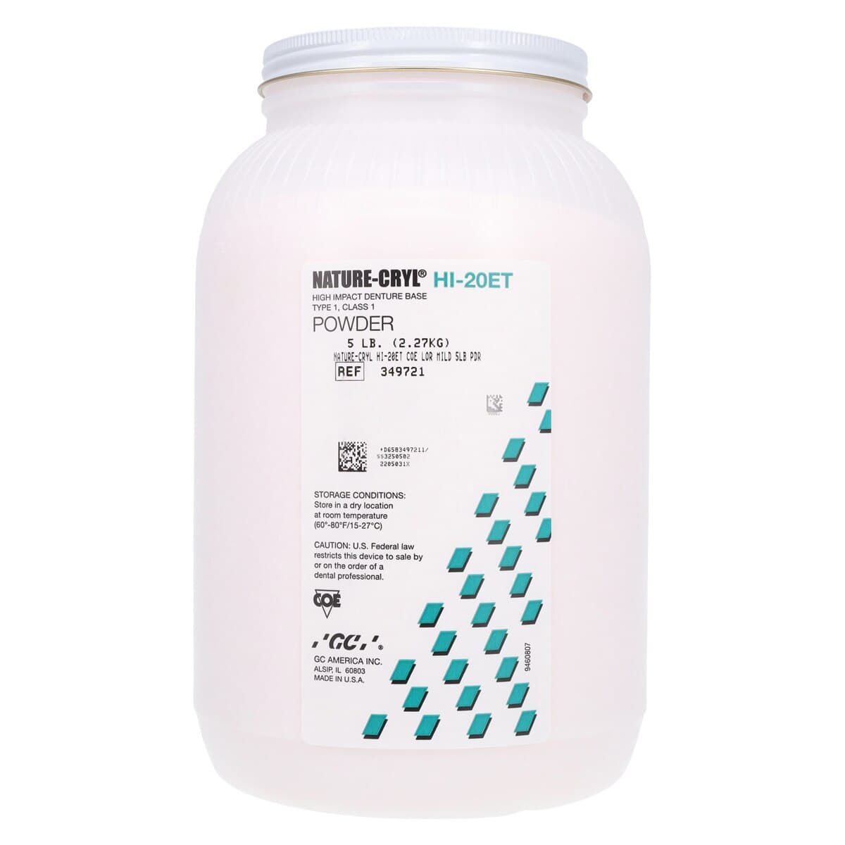 Nature-Cryl HI-20ET Ultra High Impact Heat Cured Denture Resin Powder, COE-LOR Mild, 5 lb thumbnail 3