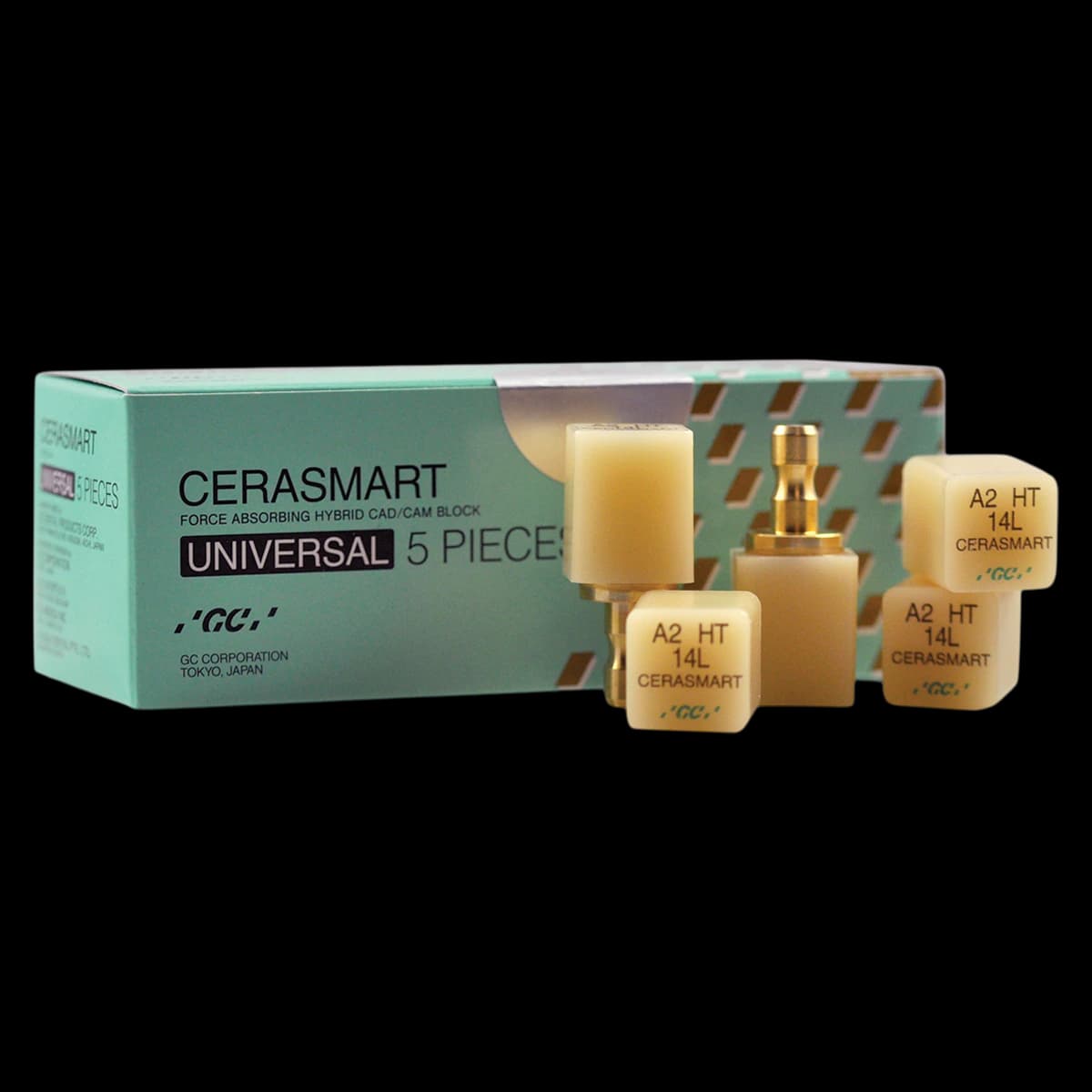 CERASMART 12 Universal Hybrid Nano Ceramic CAD/CAM Block, Shade A2, Low Translucency, Size 12, 5/Pkg, 008659 - CERASMART 12 Universal - A2 LT (5) - Image 1