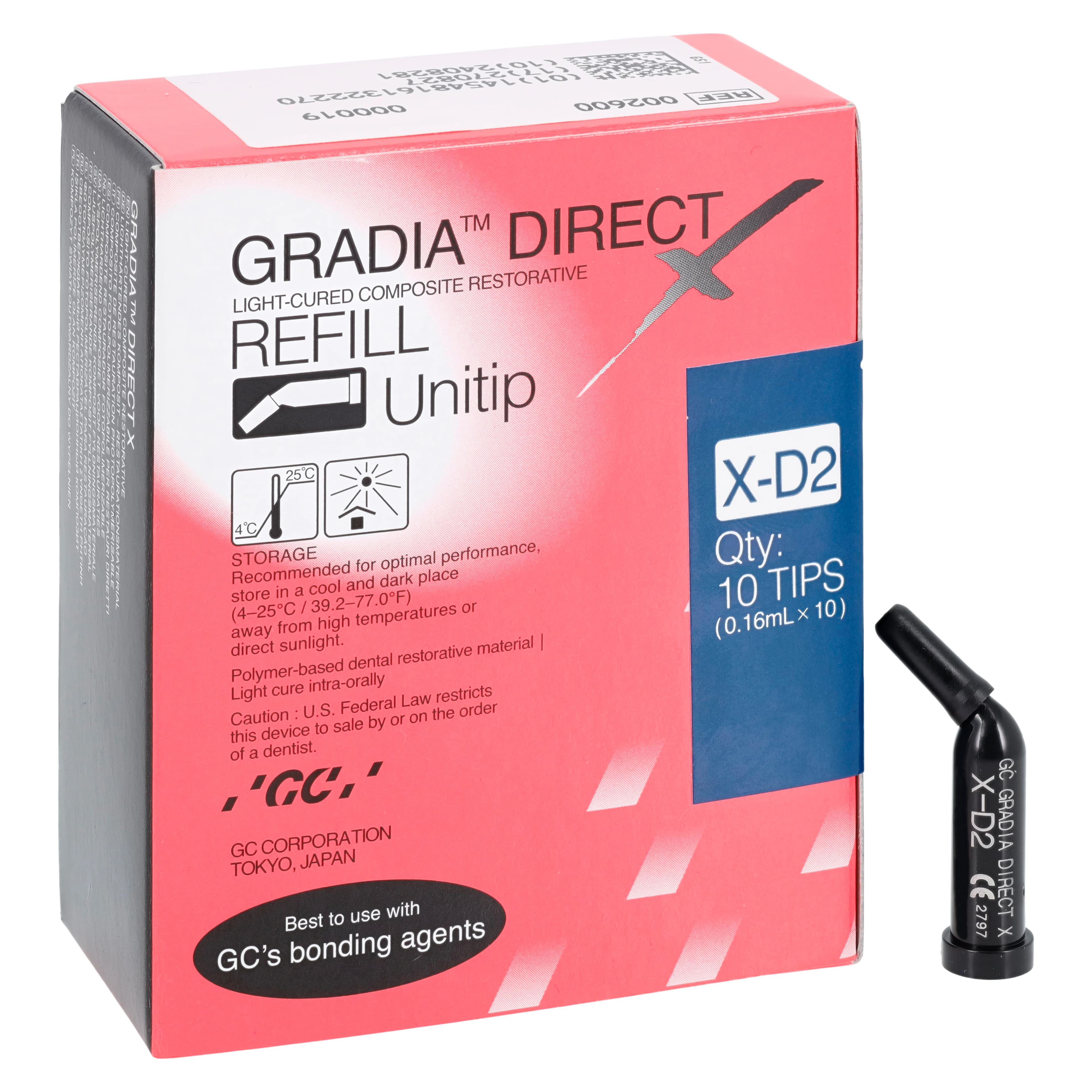 GC America Gradia Direct X Universal Composite, Unitip Refill, Shade X-D2, 0.16 mL (0.3 g) per Tip, 10/Box, 002600 - GC America - GraDia Direct X Unitip - (Shade X-D2) - Image 1