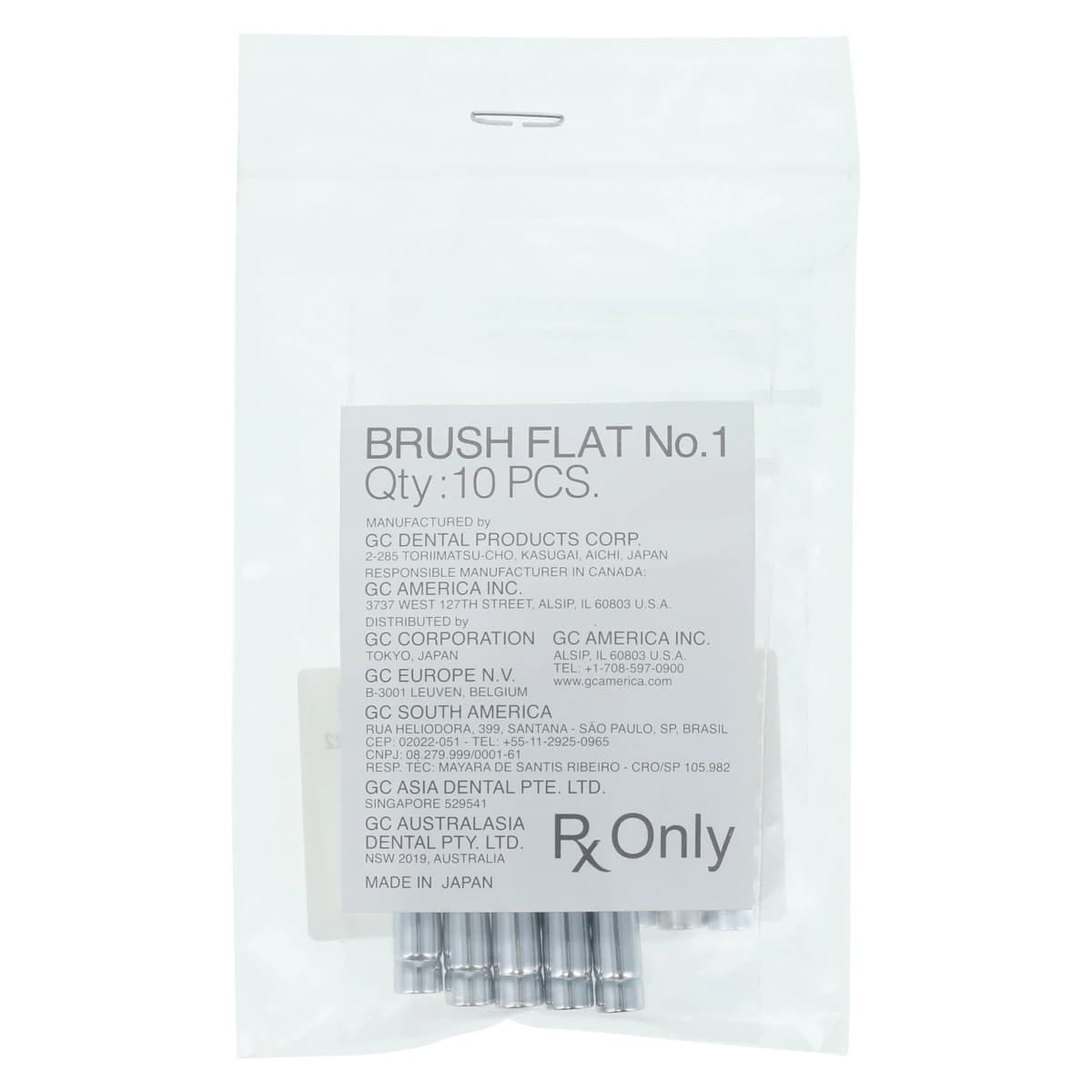 GC America Optiglaze Brush, Flat #1, 10/Pack, 001534 - GC America - Optigaze Brush - Flat #1 - Image 1