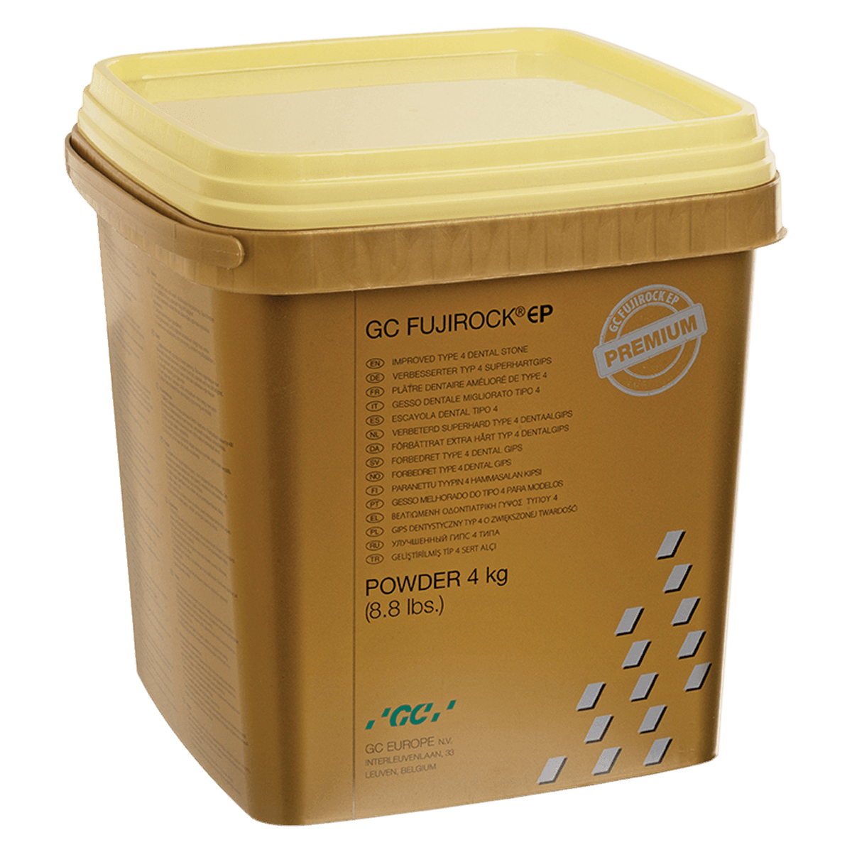 GC FujiROCK EP Premium Line Type IV Dental Die Stone, Pastel Yellow, 11 kg, 890365 - GC FujiROCK EP Premium Line Pastel Yellow 11KG - Image 1