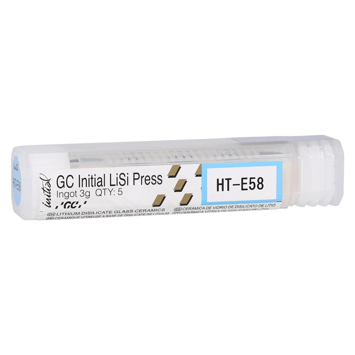 GC Initial LiSi Press Lithium Disilicate Pressable Ceramic Ingot, HT-E58, 3 g, 5/Pkg - GC Initial LiSi Press HT- E58 3g Pack of 5 - Image 1