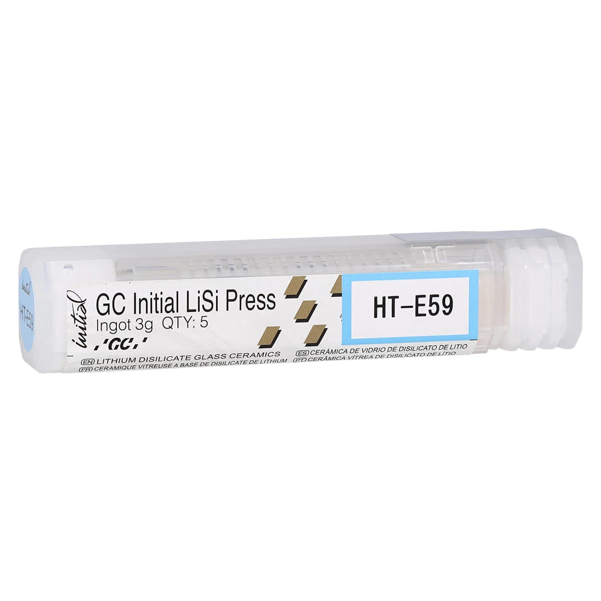 GC Initial LiSi Press HT-E59 Pressable Lithium Disilicate Ceramic Ingots, 3 g, 5/Pkg - GC Initial LiSi Press HT- E59 3g Pack of 5 - Image 1