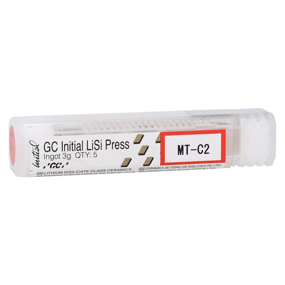 GC Initial LiSi Press Lithium Disilicate Ingot, Shade MT-C2, 3g, 5/Pk - Initial LiSi Press MT-C2 3g (5) - Image 1