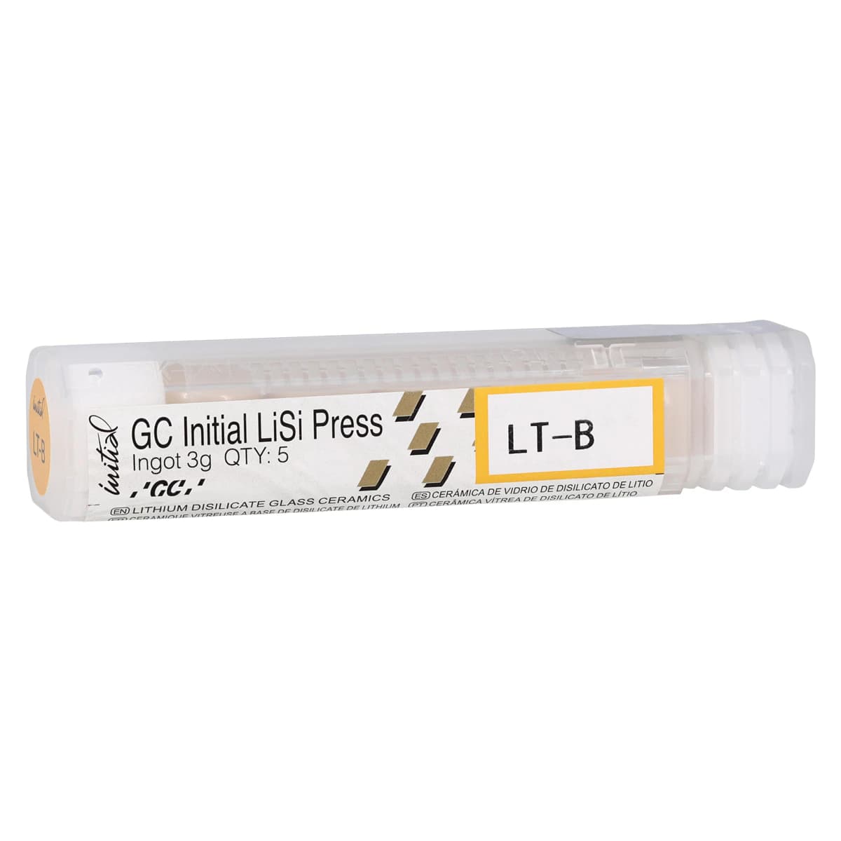 GC Initial LiSi Press Lithium Disilicate Ingot, Shade LT-B, 3g, 5/Pk - Initial LiSi Press LT-B 3g (5) - Image 1