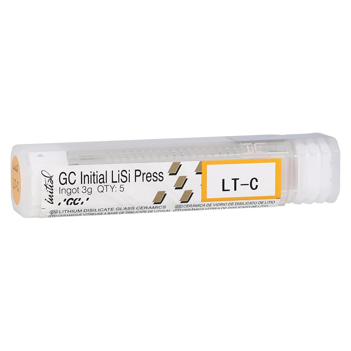 GC Initial LiSi Press Lithium Disilicate Ingot, Shade LT-C, 3g, 5/Pk - Initial LiSi Press LT-C 3g (5) - Image 1