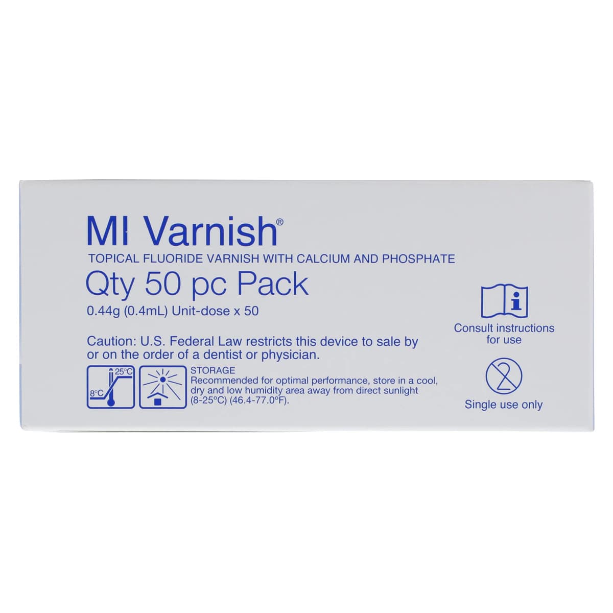 GC America MI Varnish Fresh Mint 5% Sodium Fluoride with RECALDENT (CPP-ACP), 0.4 mL Unit Dose, 50/Pack, 442505 thumbnail 4