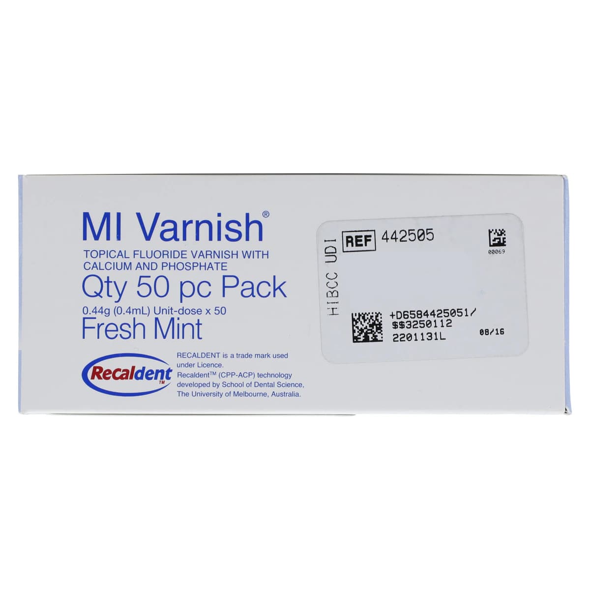 GC America MI Varnish Fresh Mint 5% Sodium Fluoride with RECALDENT (CPP-ACP), 0.4 mL Unit Dose, 50/Pack, 442505 thumbnail 5