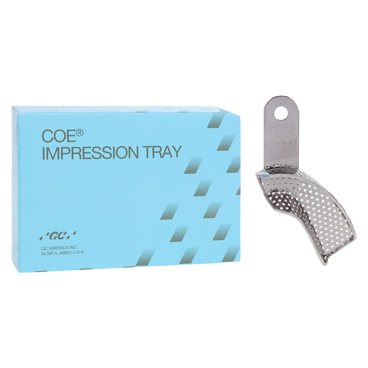 COE Nickel-Plated Perforated Partial Impression Tray #31, Upper Right/Lower Left, 260311 - COE® Impression Tray Nickel Perforated UR/LL #31 Each - Image 1