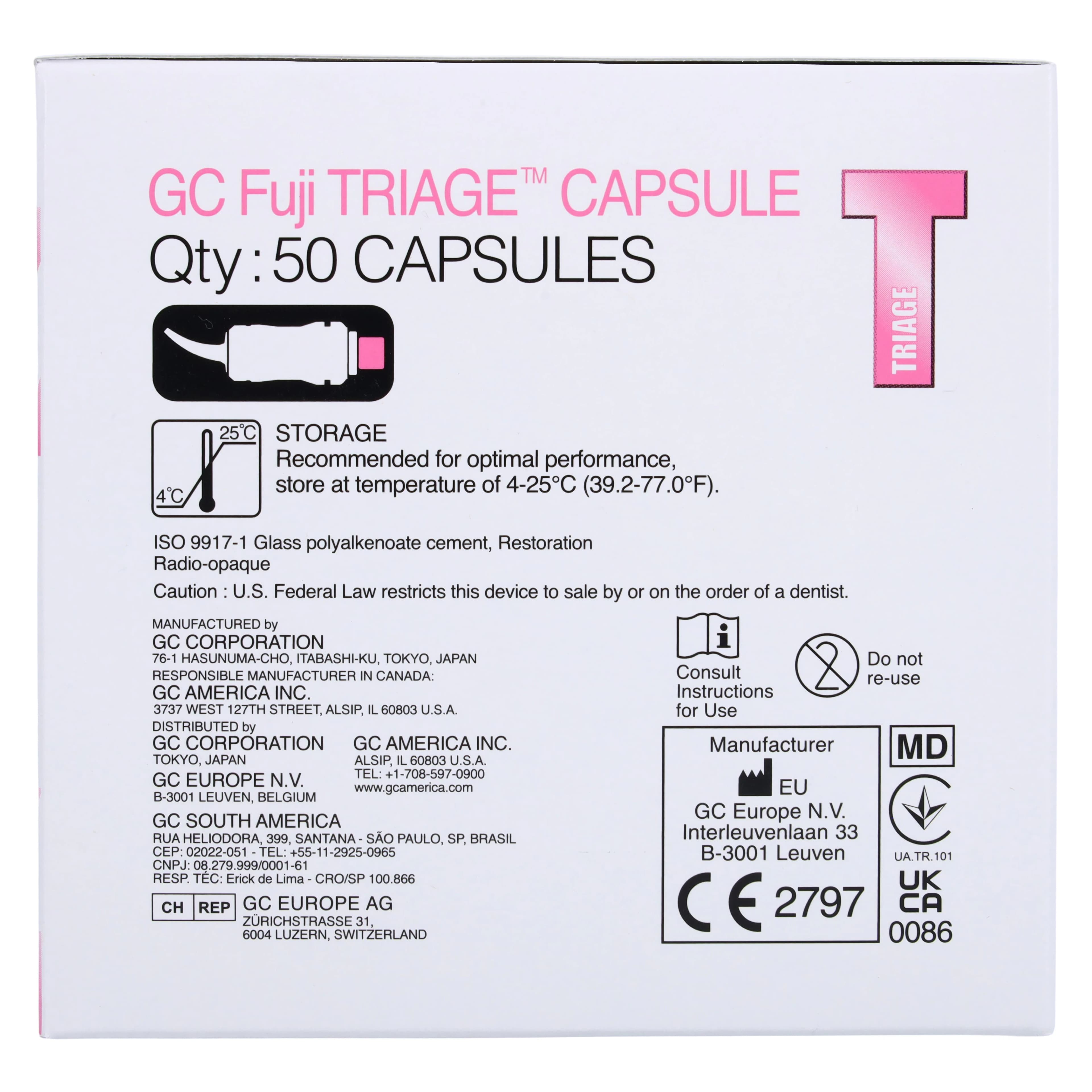 GC Fuji TRIAGE Glass Ionomer Sealant and Surface Protection Material, Pink Capsules, 0.13 ml, 50/Box, Refill #001946 thumbnail 6