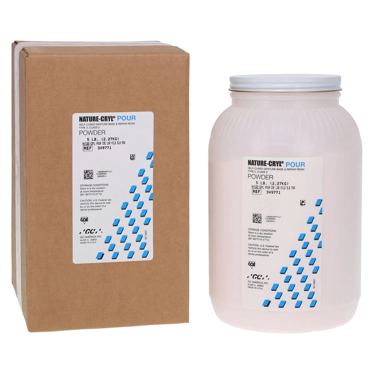 GC America Nature-Cryl Pour Denture Base & Repair Acrylic Resin Powder, COE-LOR Mild Shade, 5 lb (Refill) thumbnail 2