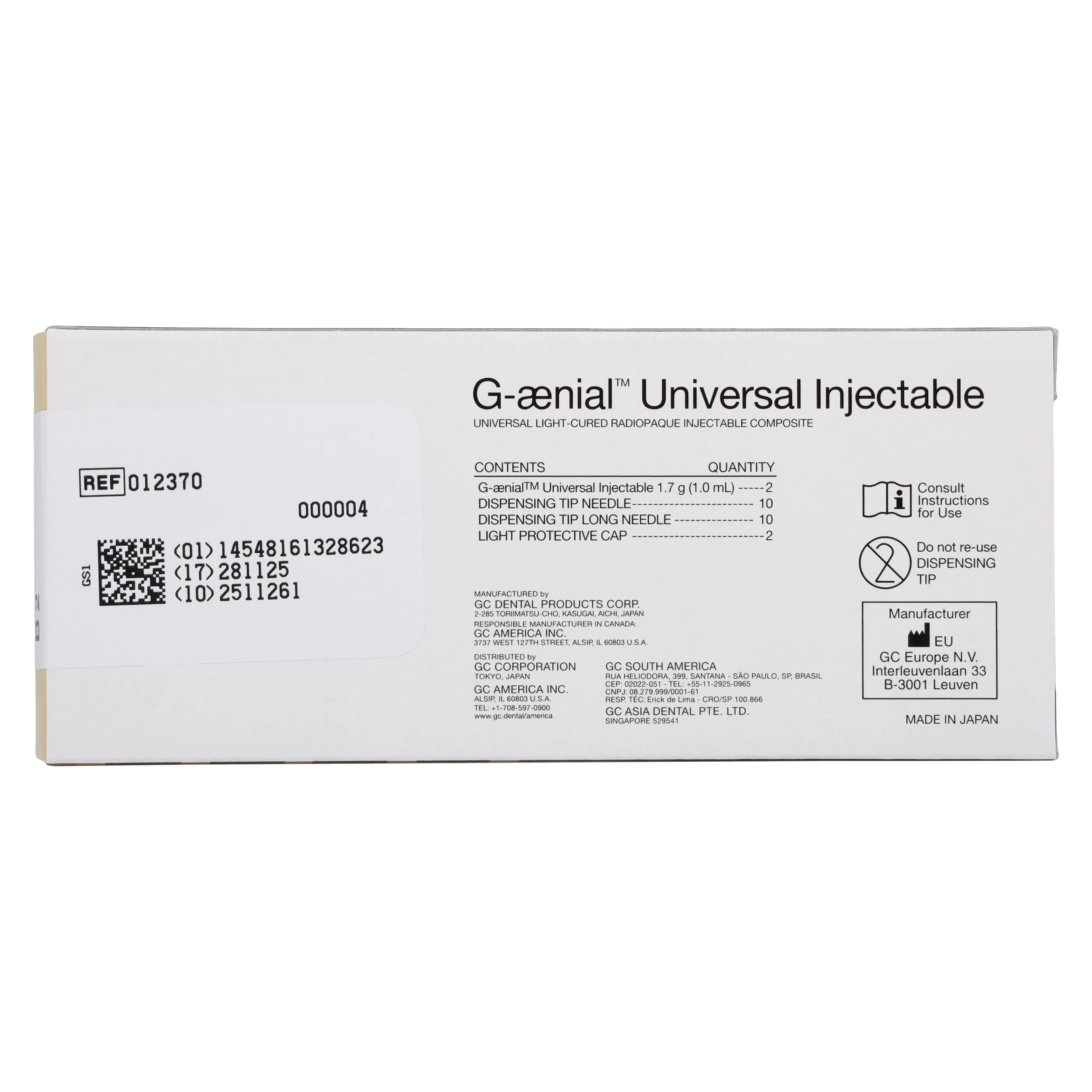 G-aenial Universal Injectable Composite Syringe, Shade B2, 1.7 g (1.0 mL) per Syringe, 2 Syringes/Pack, 012370 thumbnail 6