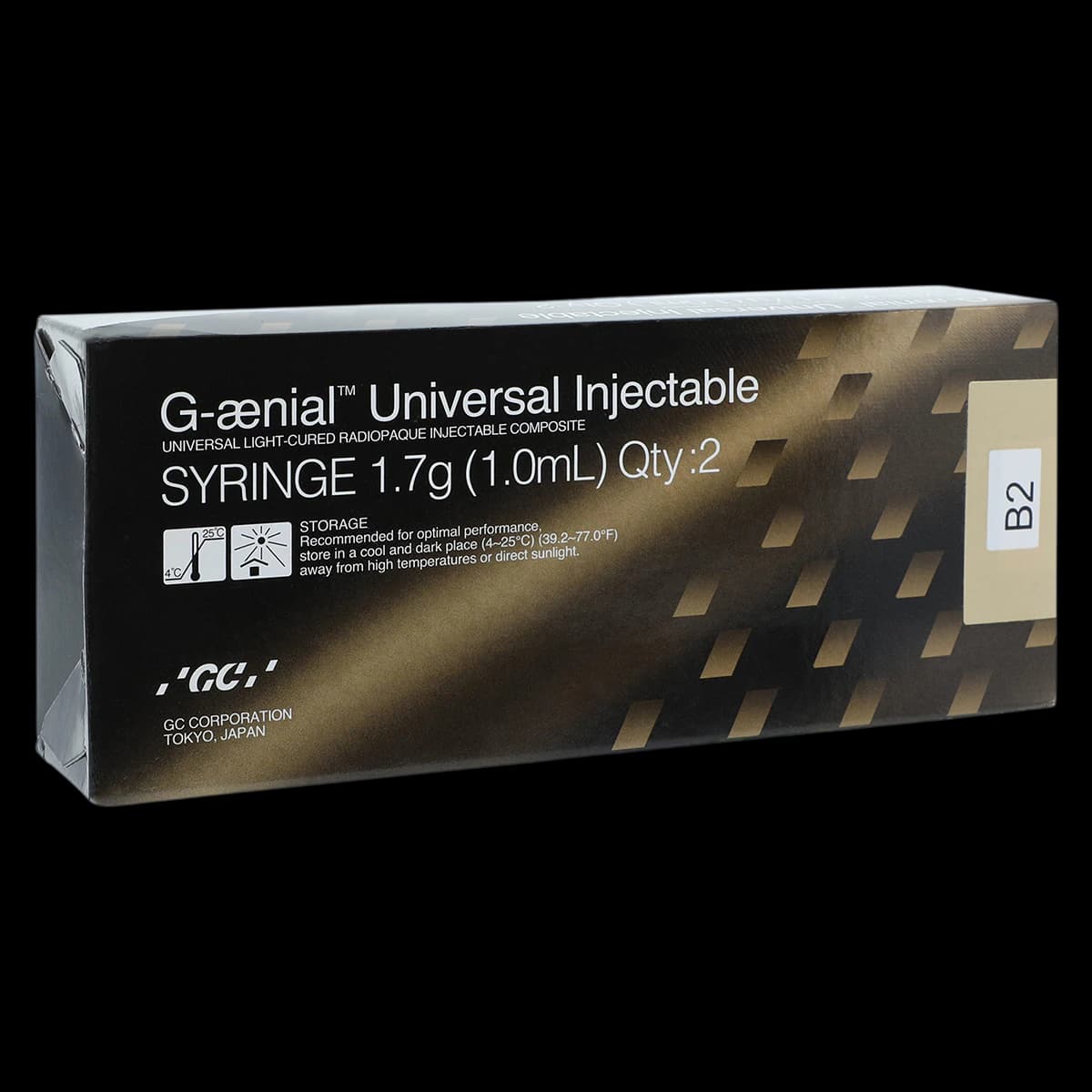 G-aenial Universal Injectable Composite Syringe, Shade B2, 1.7 g (1.0 mL) per Syringe, 2 Syringes/Pack, 012370 - G-aenial™ Universal Injectable 1.7g (1.0mL) B2 Pack of 2 - Image 1