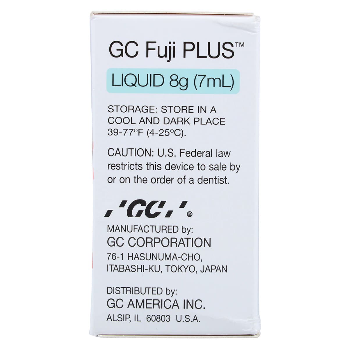 GC Fuji PLUS Resin-Reinforced Glass Ionomer Luting Cement Liquid Refill, 7 mL Bottle, 431091 thumbnail 4