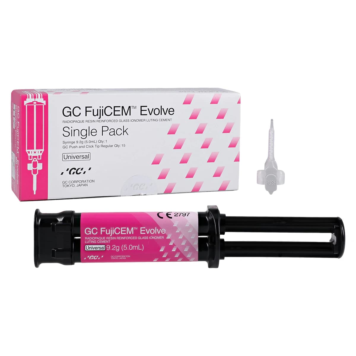 GC FujiCEM Evolve Resin-Reinforced Glass Ionomer Luting Cement, Automix Syringe, 9.2g (5.0mL), Single Pack with 15 Mixing Tips, 012948 thumbnail 2