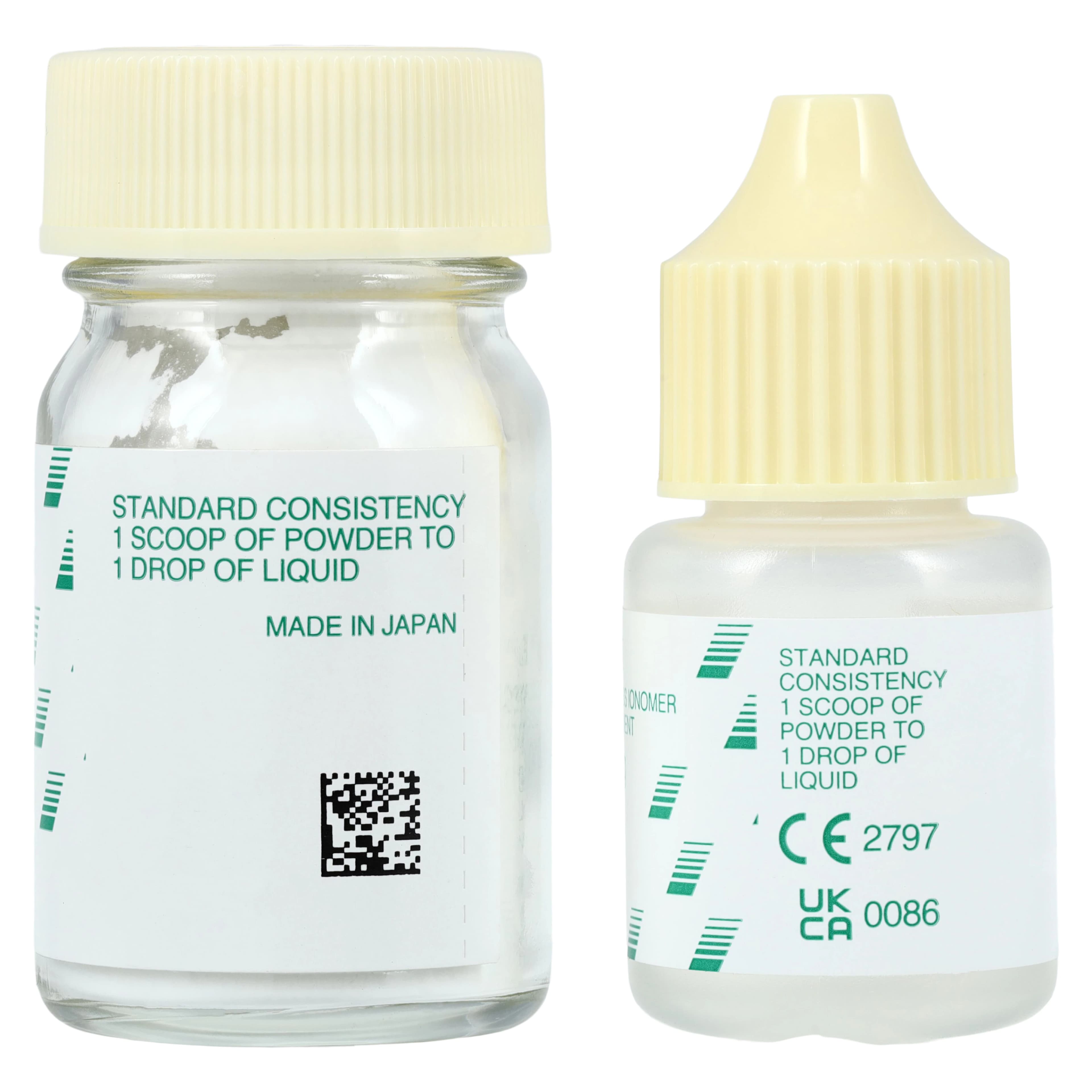 GC Fuji II Glass Ionomer Restorative, 1:1 Powder/Liquid Package, Shade #21 Pale Yellow, 15 g Powder / 8 mL Liquid, 000101 thumbnail 3