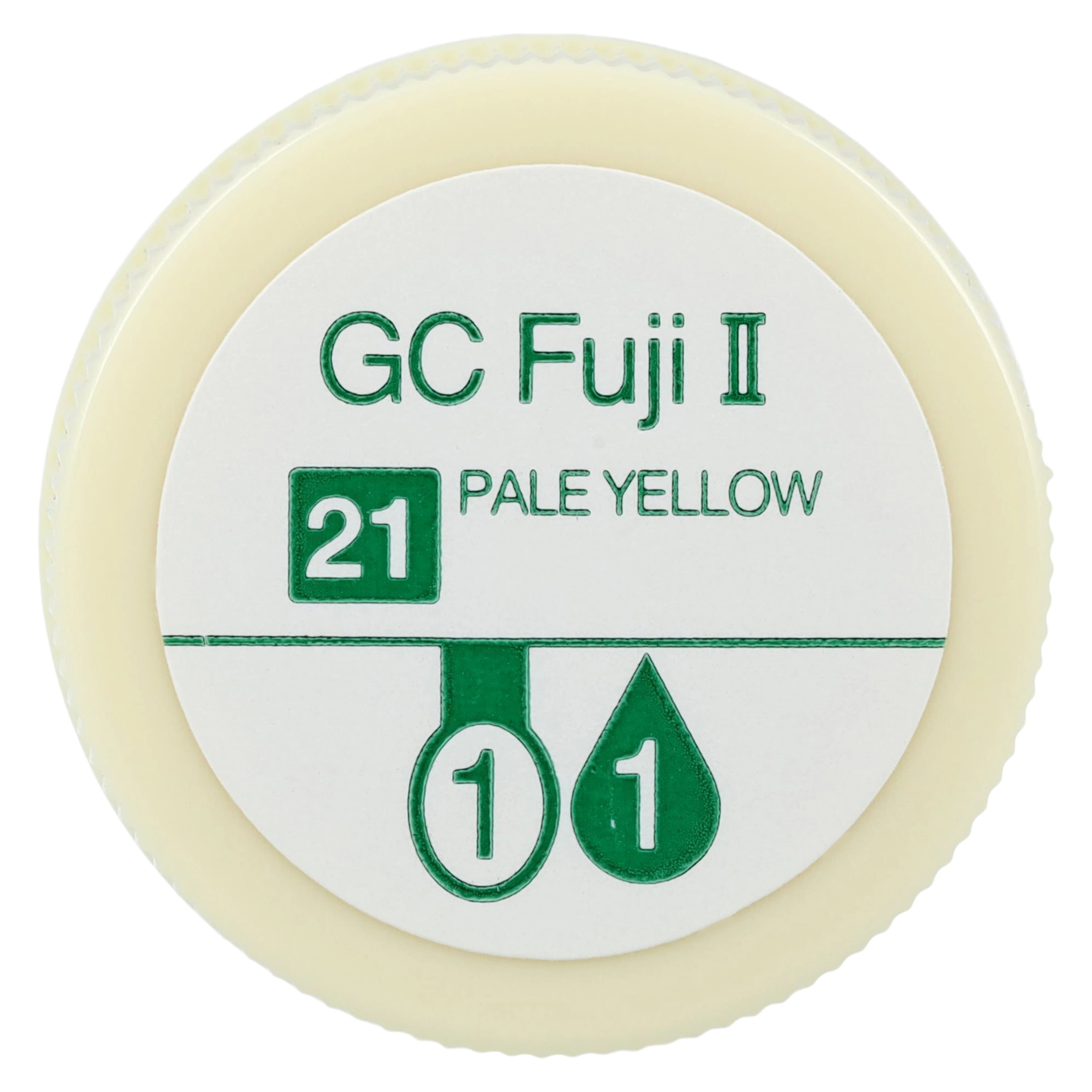 GC Fuji II Glass Ionomer Restorative, 1:1 Powder/Liquid Package, Shade #21 Pale Yellow, 15 g Powder / 8 mL Liquid, 000101 thumbnail 4