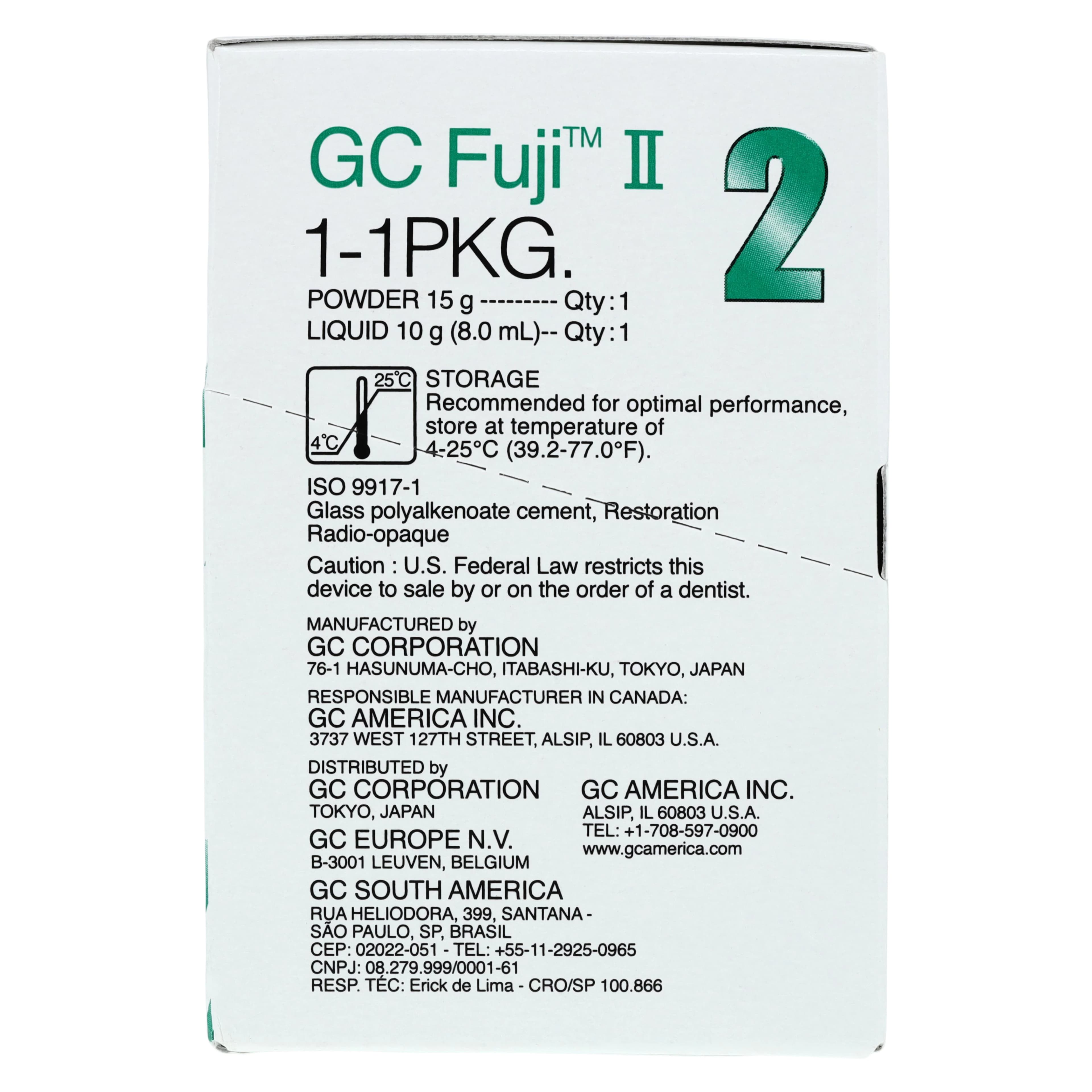 GC Fuji II Glass Ionomer Restorative, 1:1 Powder/Liquid Package, Shade #21 Pale Yellow, 15 g Powder / 8 mL Liquid, 000101 thumbnail 8