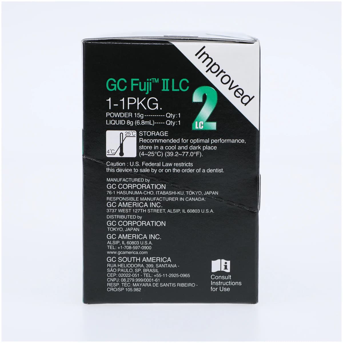 GC Fuji II LC Improved Light-Cured Resin-Reinforced Glass Ionomer Restorative, Powder/Liquid 1:1 Package, Shade C2, #000192 thumbnail 5