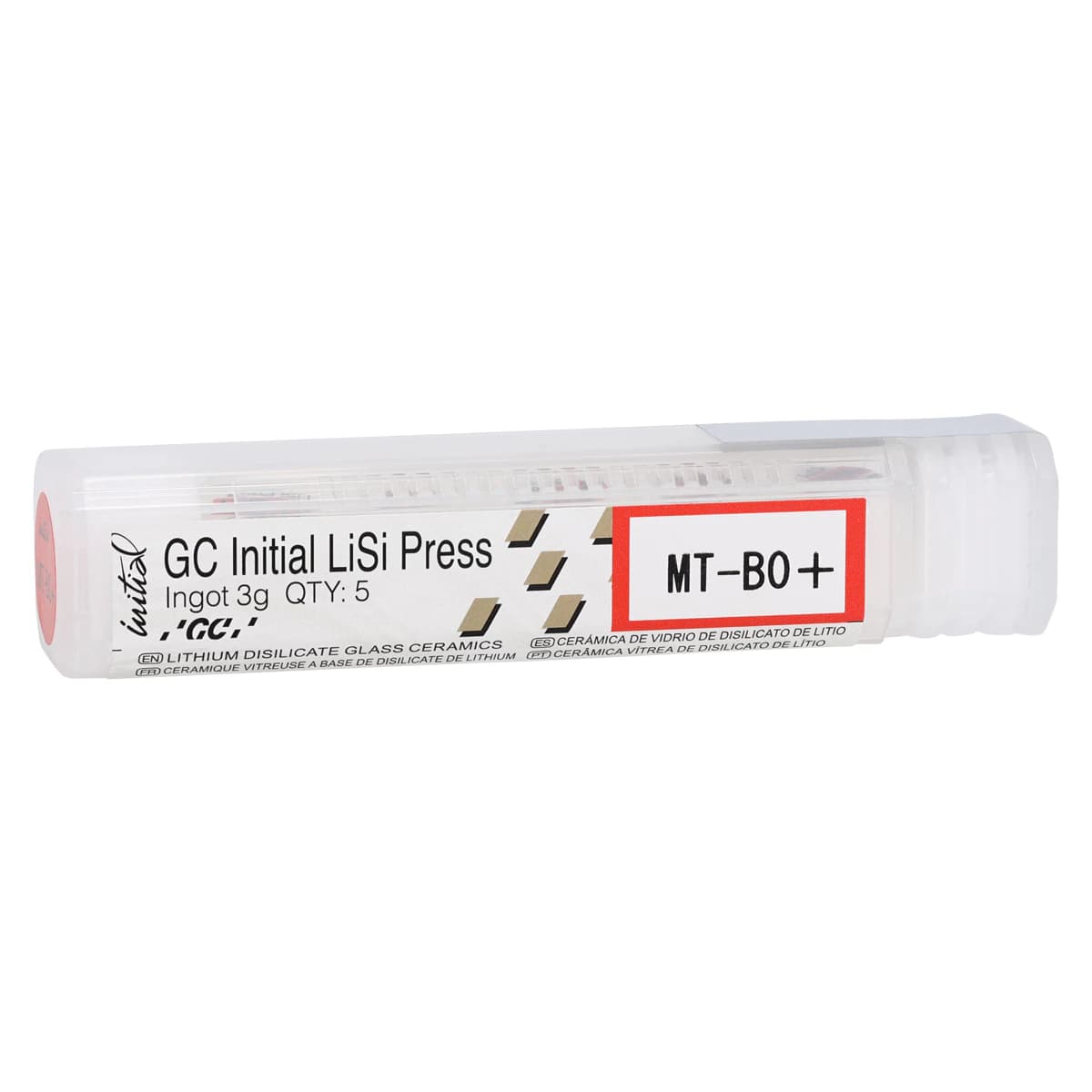 GC Initial LiSi Press Lithium Disilicate Pressable Ceramic Ingot, Shade MT-B0+, 3g, 5/Pk - GC Initial® LiSi Press Ingot MT-B0+ 3g Pack of 5 - Image 1