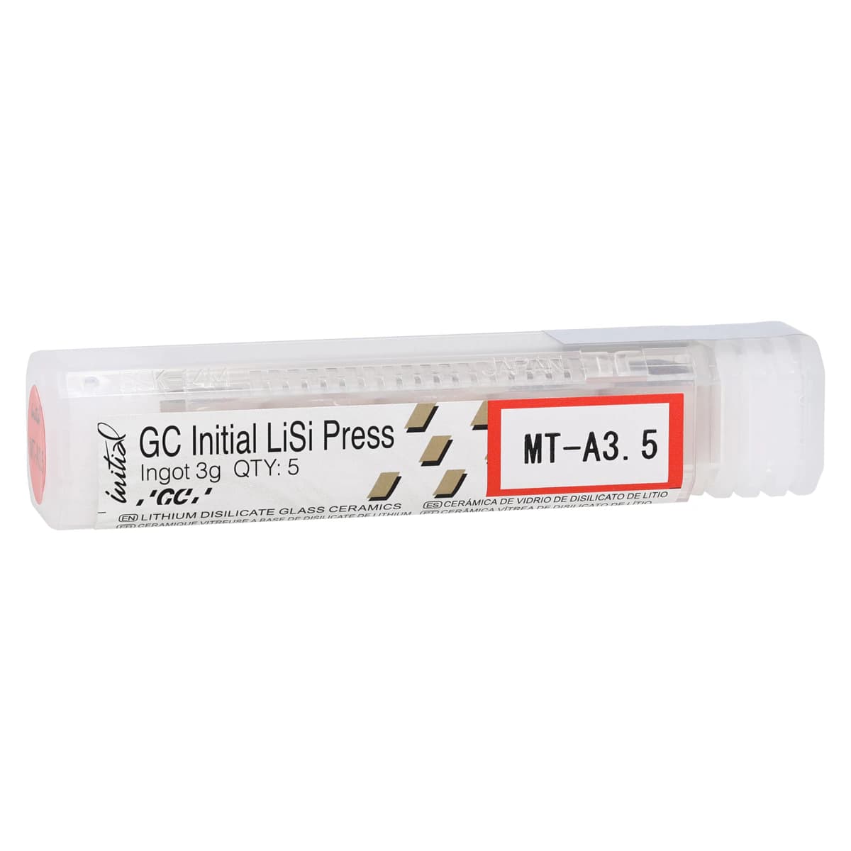 GC Initial LiSi Press Ingot, Shade MT-A3.5, 3g, 5/Pk - GC Initial® LiSi Press Ingot MT-A3.5 3g Pack of 5 - Image 1