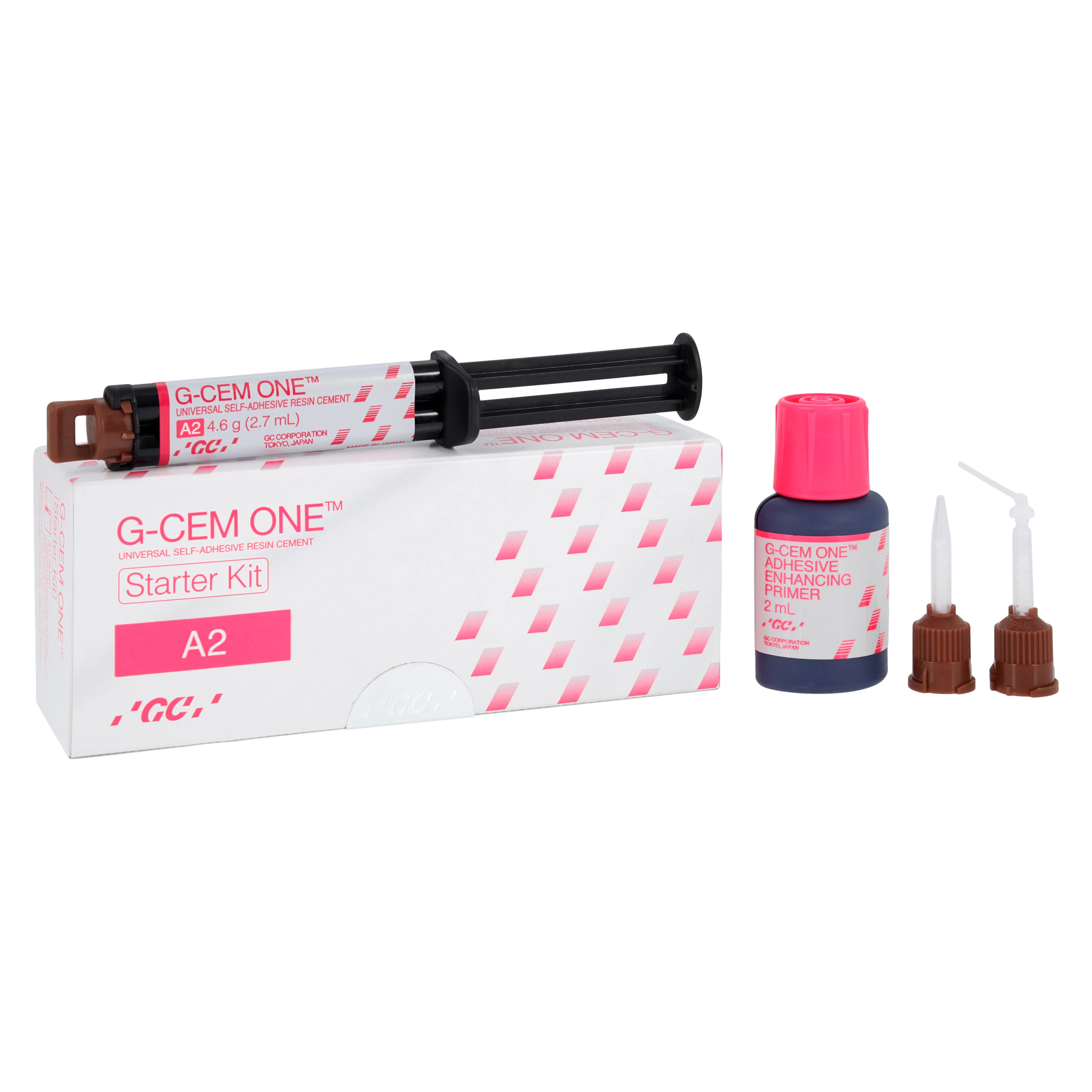 G-CEM ONE Self-Adhesive Resin Cement Starter Kit, Shade A2, 4.6g Syringe, 8 Regular & 2 Endo Automix Tips, 1.5mL Adhesive Enhancing Primer, 013670 thumbnail 3