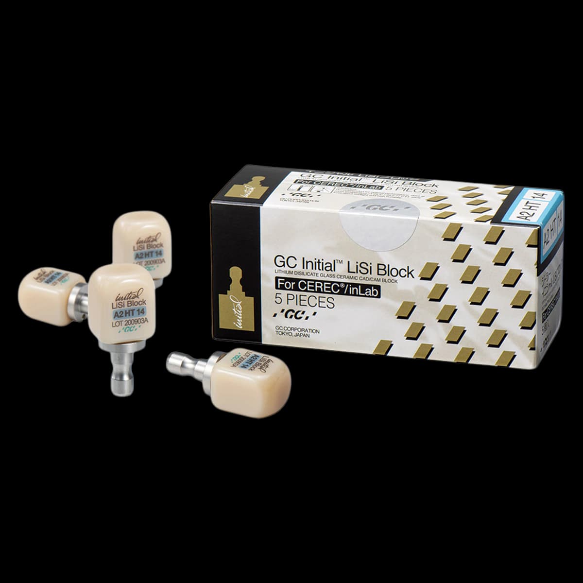 GC Initial LiSi Block 14 for CEREC, High Translucency, Shade A1, 5/Pack, 012927 - Initial LiSi Block 14 CEREC A1 HT (5) - Image 1