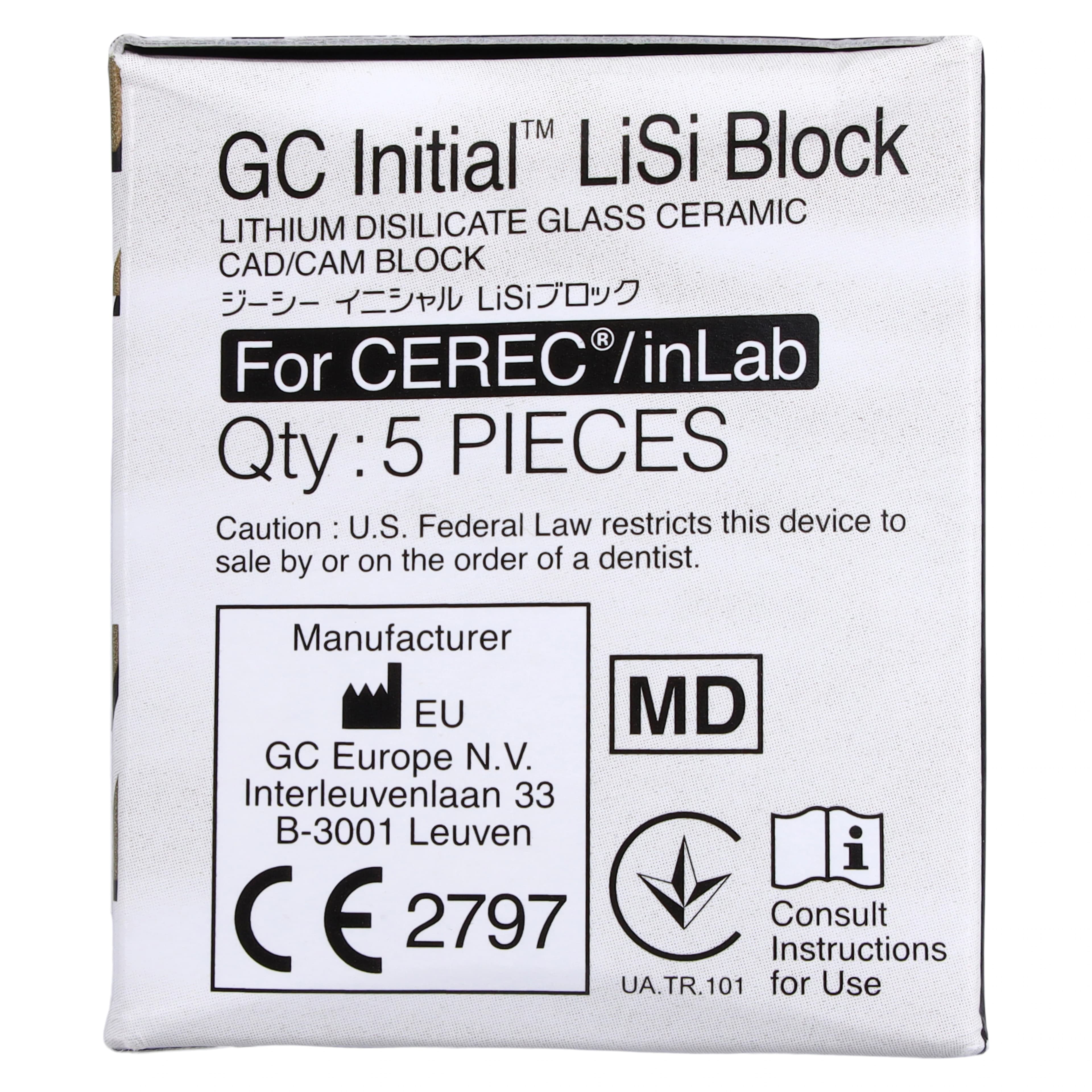 GC Initial LiSi Block 14 for CEREC, High Translucency, Shade A2, 5/Pack, 012928 thumbnail 5