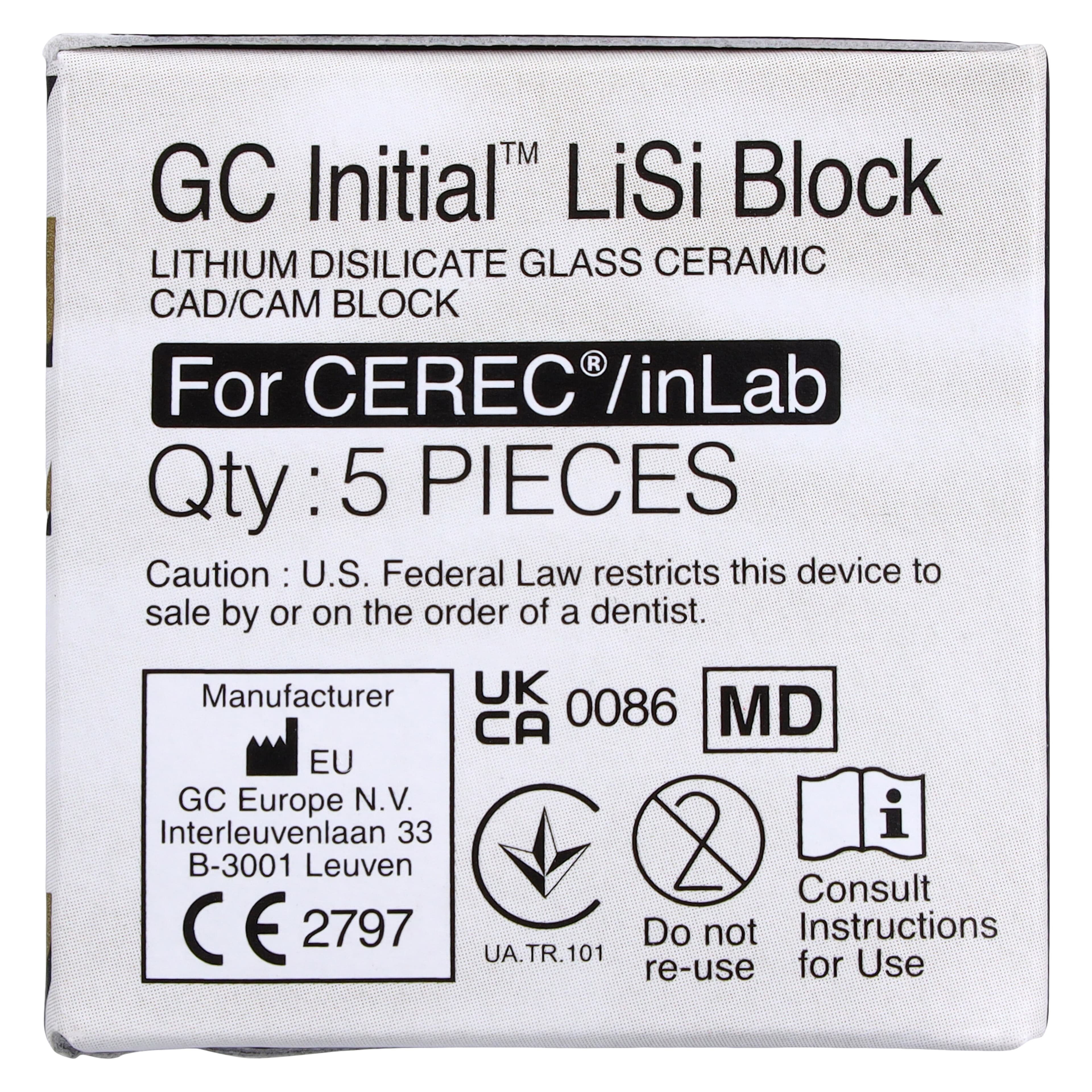 GC Initial LiSi Block 14 CEREC High Translucency Shade A3, 5/Box thumbnail 5