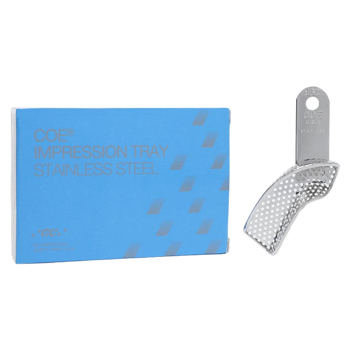 GC America COE #S30 Stainless Steel Perforated Partial Impression Tray, Upper Left/Lower Right, 1 Each (264301) - #S30 Stainless Steel Perf Partl - Image 1