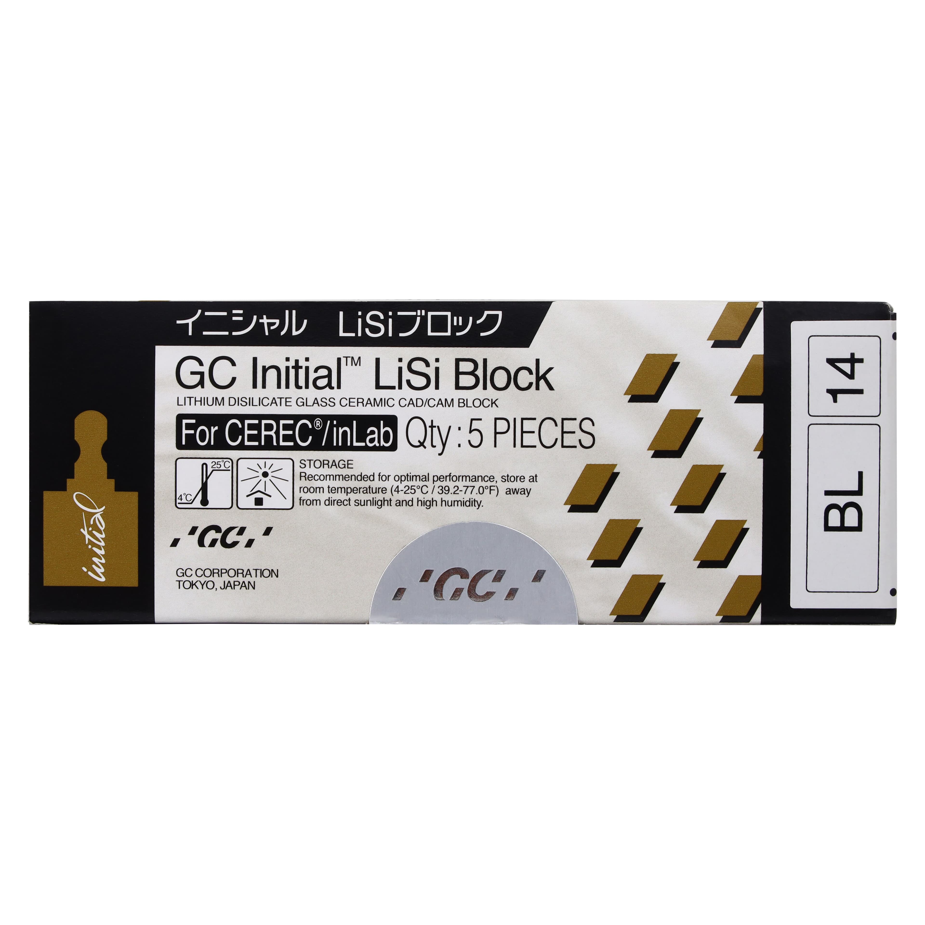 GC Initial LiSi Block Size 14 for CEREC, Shade Bleach, Lithium Disilicate CAD/CAM Block, 5/Box thumbnail 3