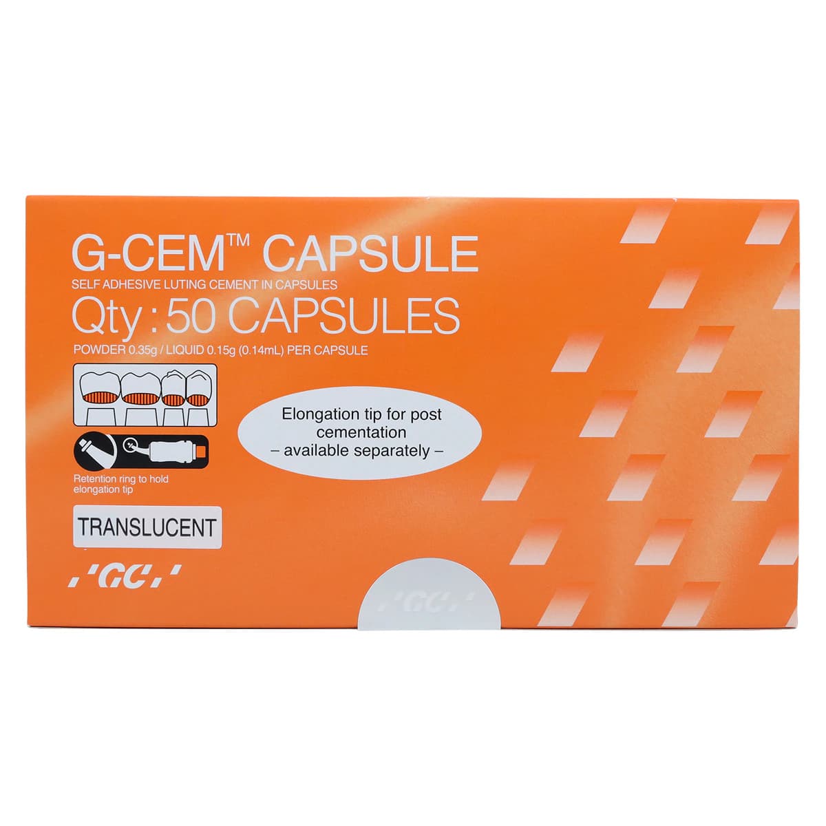 G-CEM Self-Adhesive Resin Luting Cement, Translucent, Dual-Cure, Capsule Refill, 50/Bx, 0.17 mL (500 mg) per Capsule, 002586 thumbnail 3