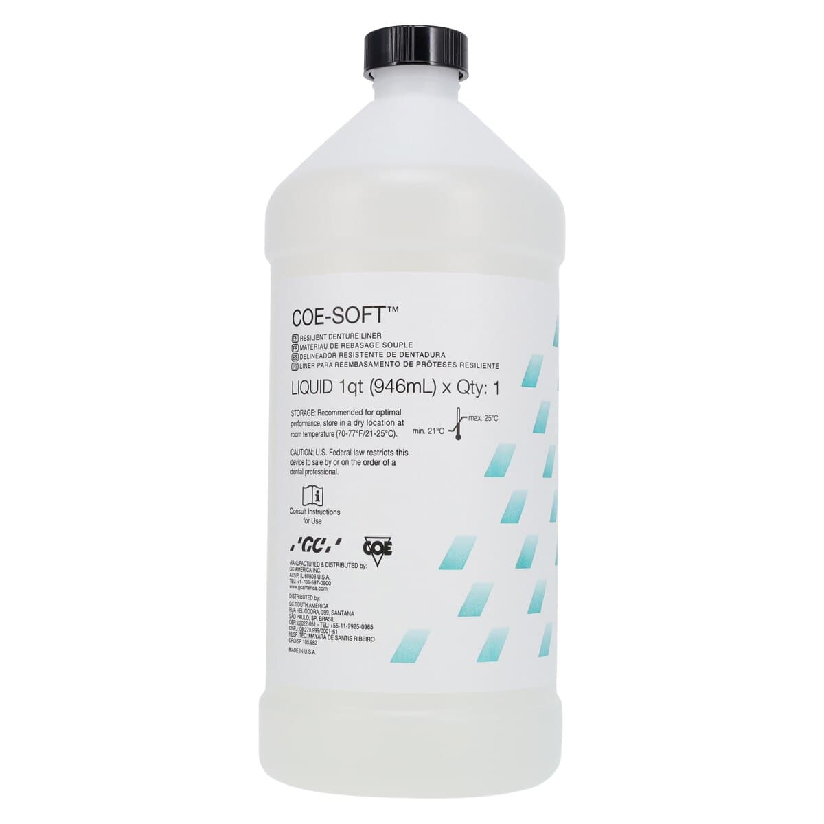 Coe-Soft Resilient Denture Reline Material Liquid Refill, 1 Quart (32 oz) Bottle, Clear, 344092 thumbnail 3