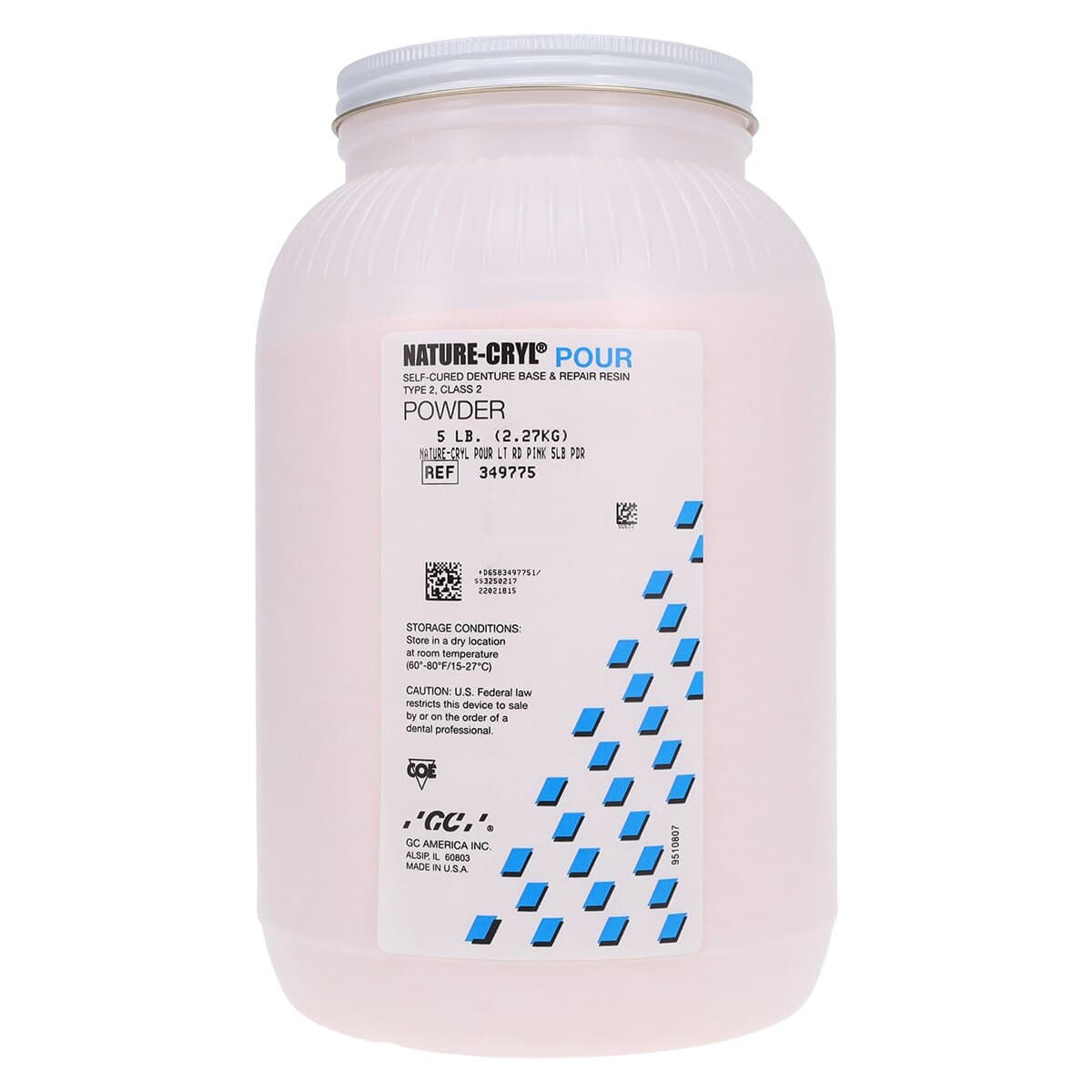 GC America NATURE-CRYL Pour Light Reddish Pink Powder, 5 lb, 349775 thumbnail 3