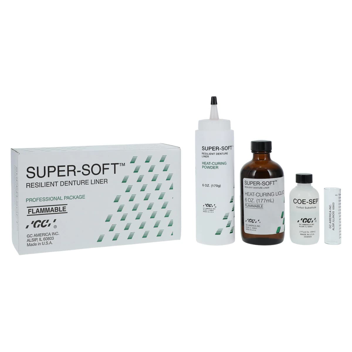 GC America Super-Soft Soft Denture Reline Material Professional Package, 6 oz Powder & 6 oz Liquid with Mixing Accessories, 348001 thumbnail 2