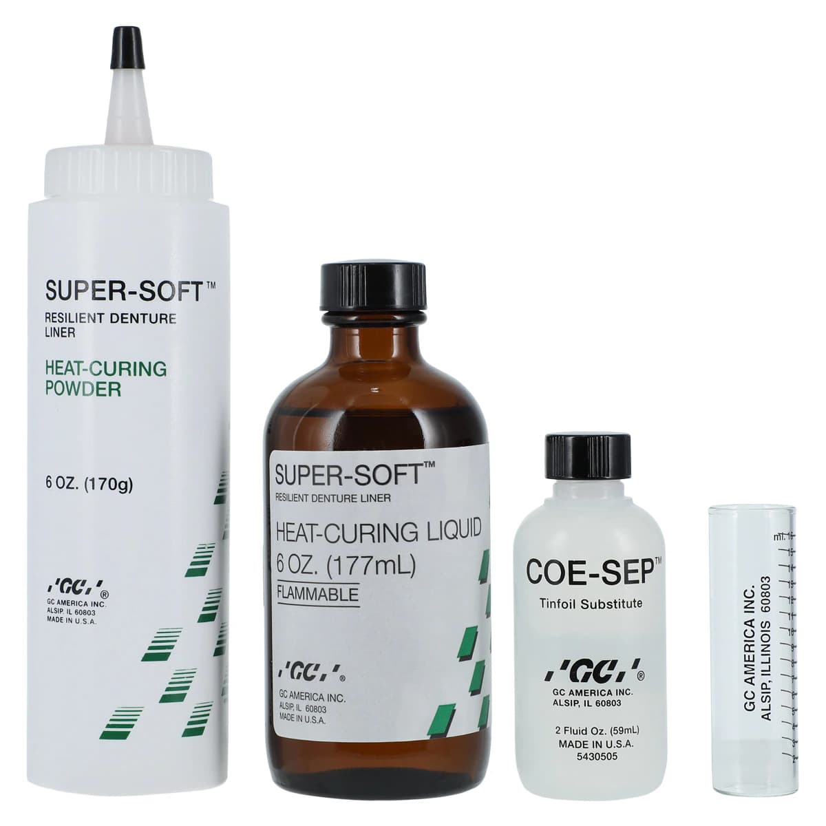 GC America Super-Soft Soft Denture Reline Material Professional Package, 6 oz Powder & 6 oz Liquid with Mixing Accessories, 348001 thumbnail 3