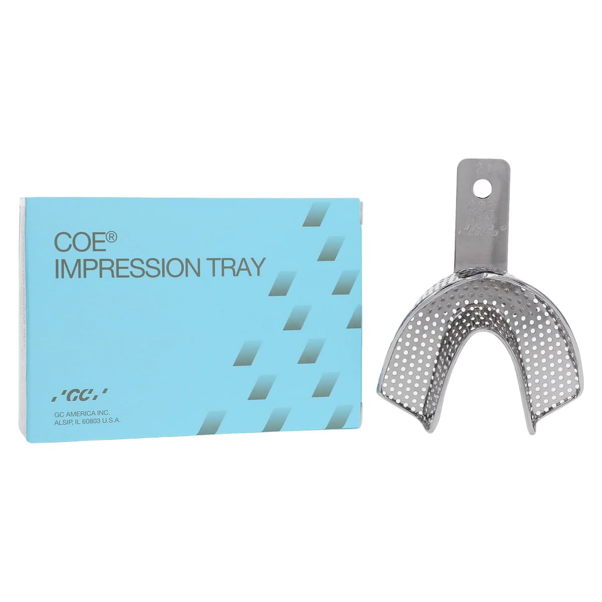 COE® Nickel-Plated Perforated Impression Tray, #21 Medium Lower, Full-Arch, 1 Each, 260211 - COE® Impression Tray Nickel Perforated Medium / Large Lower #21 Each - Image 1