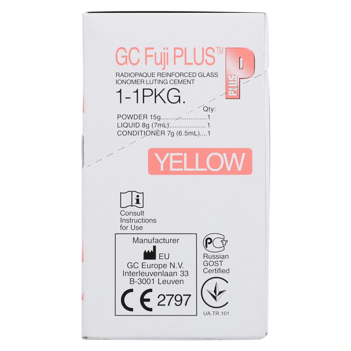 GC Fuji PLUS Resin-Reinforced Glass Ionomer Luting Cement, Powder/Liquid No-Etch Package, 15g Powder & 7mL Liquid, 431101 thumbnail 7
