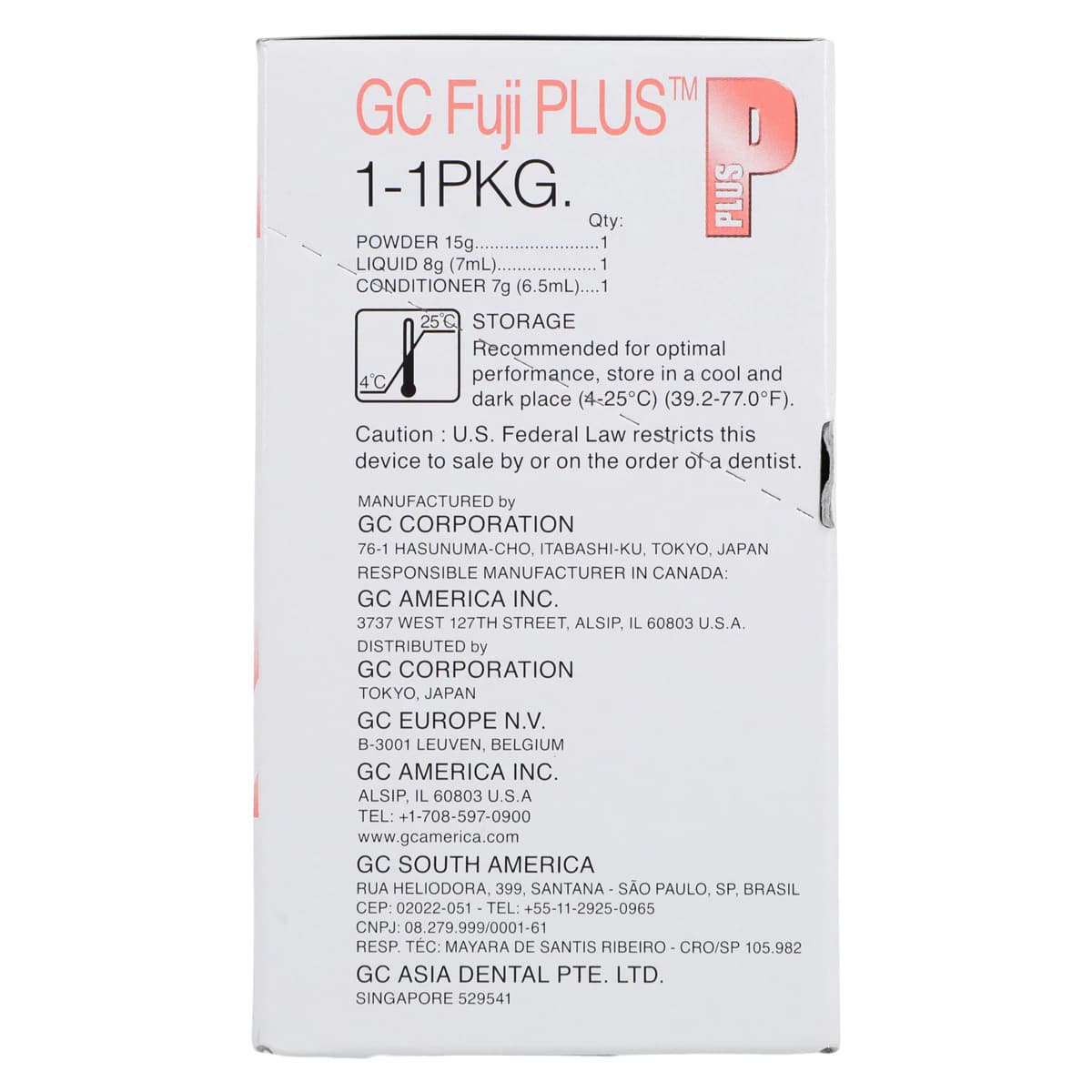 GC Fuji PLUS Resin-Reinforced Glass Ionomer Luting Cement, Powder/Liquid No-Etch Package, 15g Powder & 7mL Liquid, 431101 thumbnail 8
