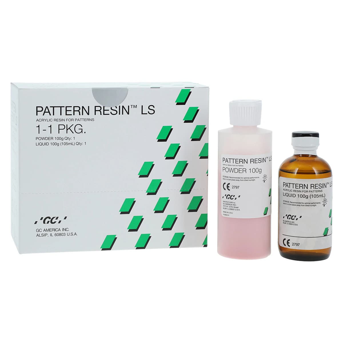 GC America Pattern Resin LS Self-Curing Acrylic Die Material, 1:1 Package (100 g Powder, 105 mL Liquid, Accessories), 335201 thumbnail 2