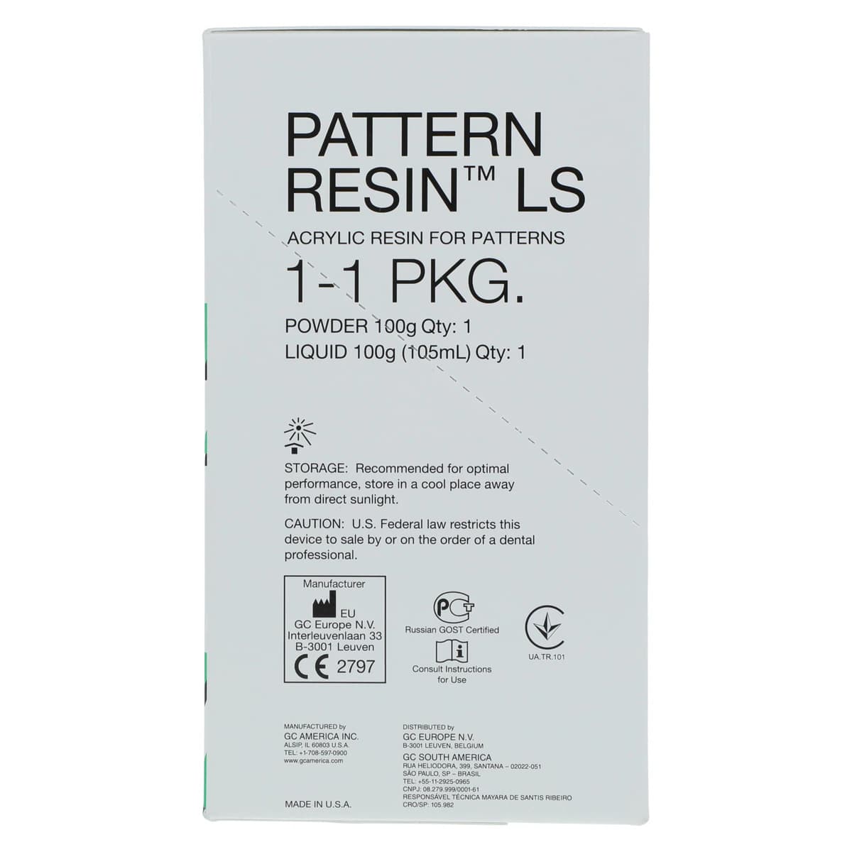GC America Pattern Resin LS Self-Curing Acrylic Die Material, 1:1 Package (100 g Powder, 105 mL Liquid, Accessories), 335201 thumbnail 8