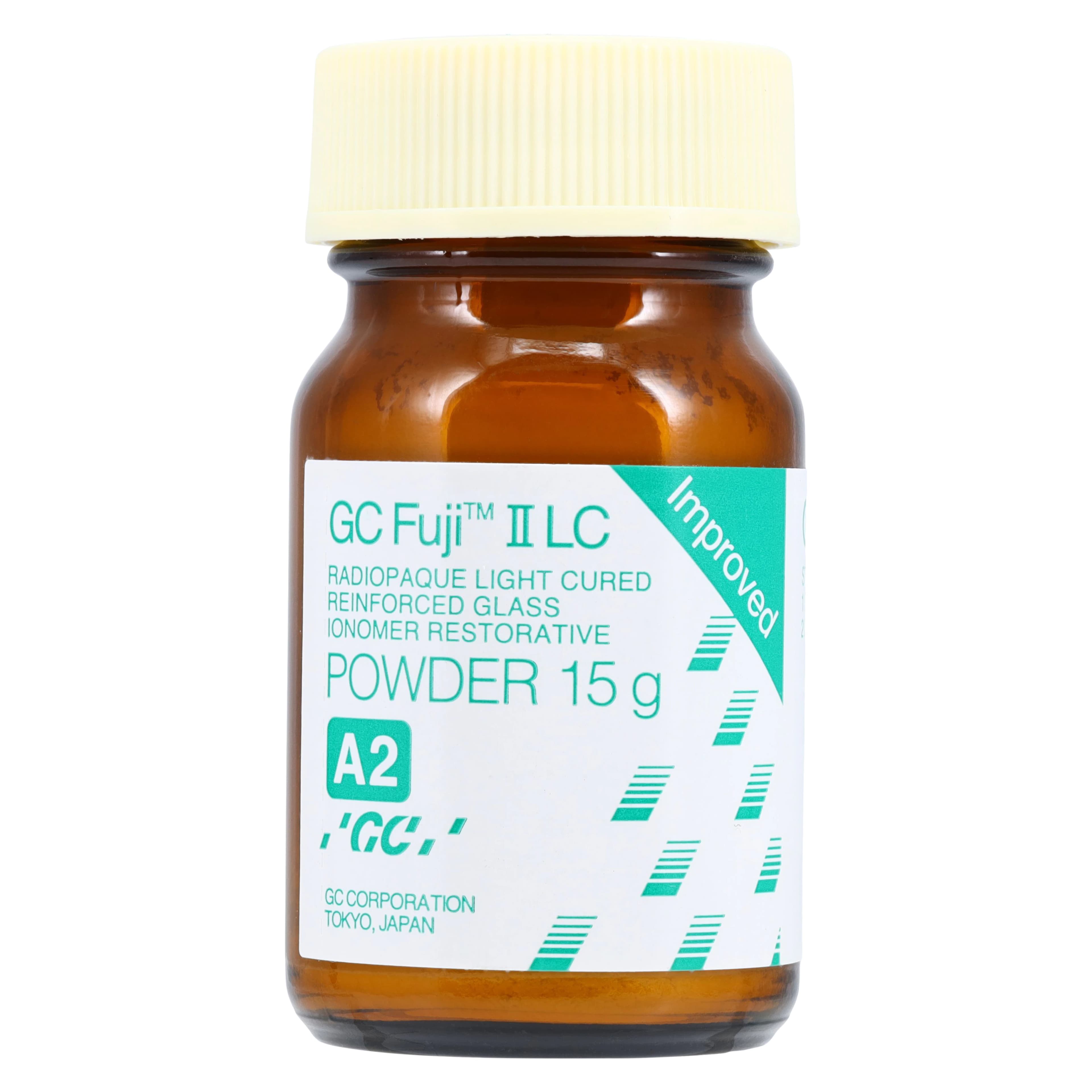 GC Fuji II LC Improved Light-Cure Resin-Reinforced Glass Ionomer Restorative, 1:1 Package, Shade A2, 15 g Powder / 6.8 ml Liquid, #000185 thumbnail 4