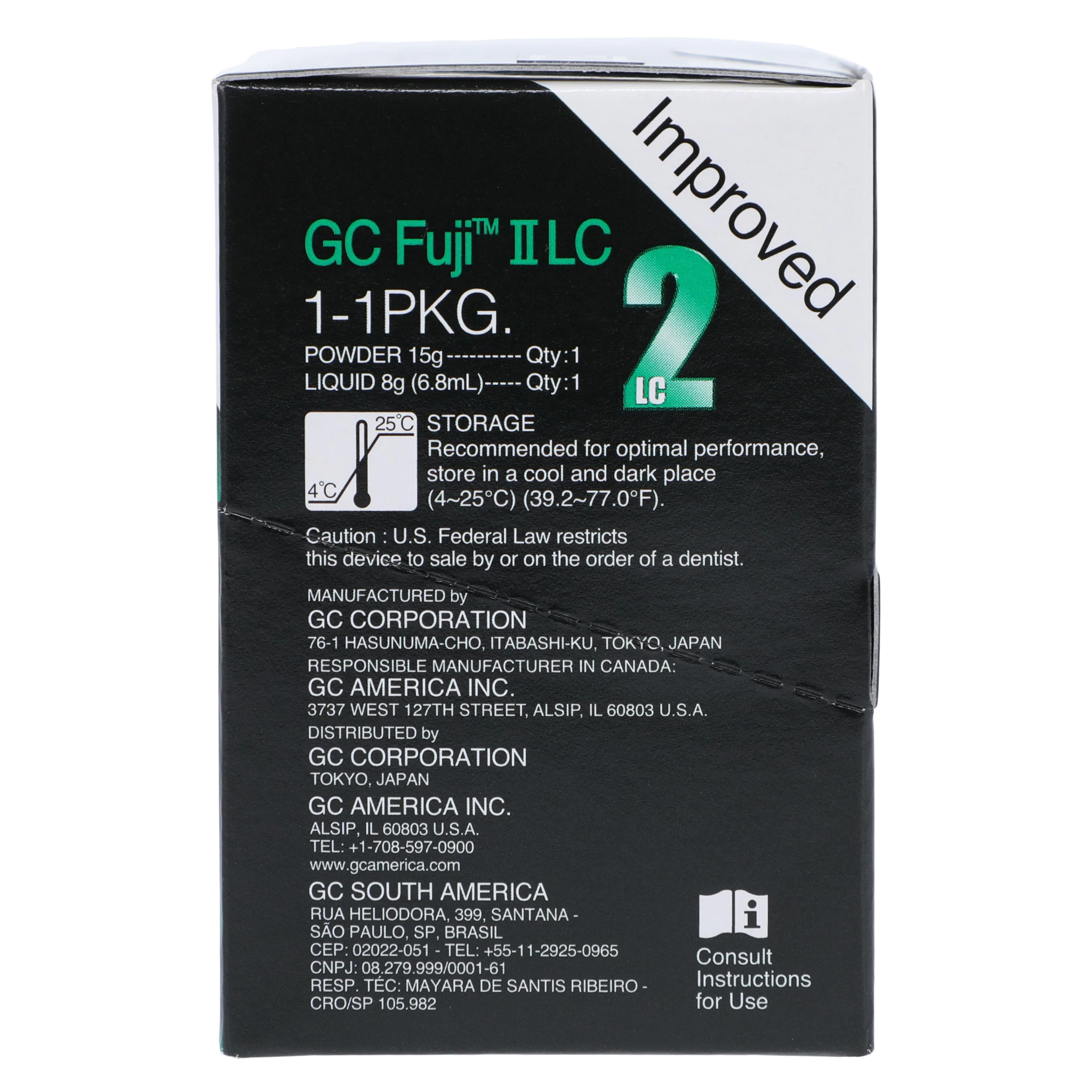 GC Fuji II LC Improved Light-Cure Resin-Reinforced Glass Ionomer Restorative, 1:1 Package, Shade A2, 15 g Powder / 6.8 ml Liquid, #000185 thumbnail 9