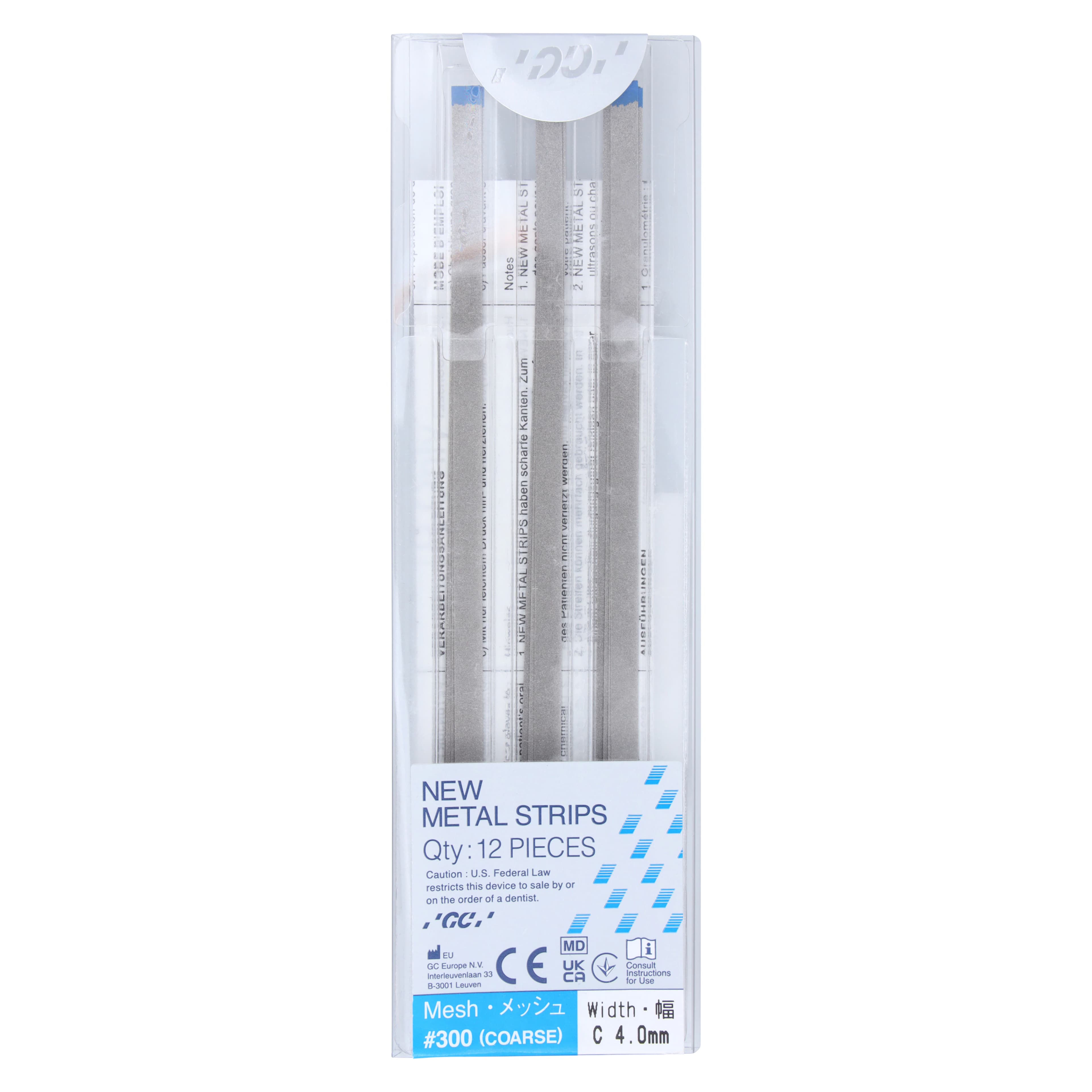 GC America Metal Finishing Strips, Refill, #300-C Width, 90 Micron, 4 mm, Coarse, Blue, 12/Pk, 000258 - Metal Finishing Strips, Refill, # 300-C Width Mesh, 90 Micron, 4 mm, Coarse, Blue, 12/Pk, 000258 - Image 1